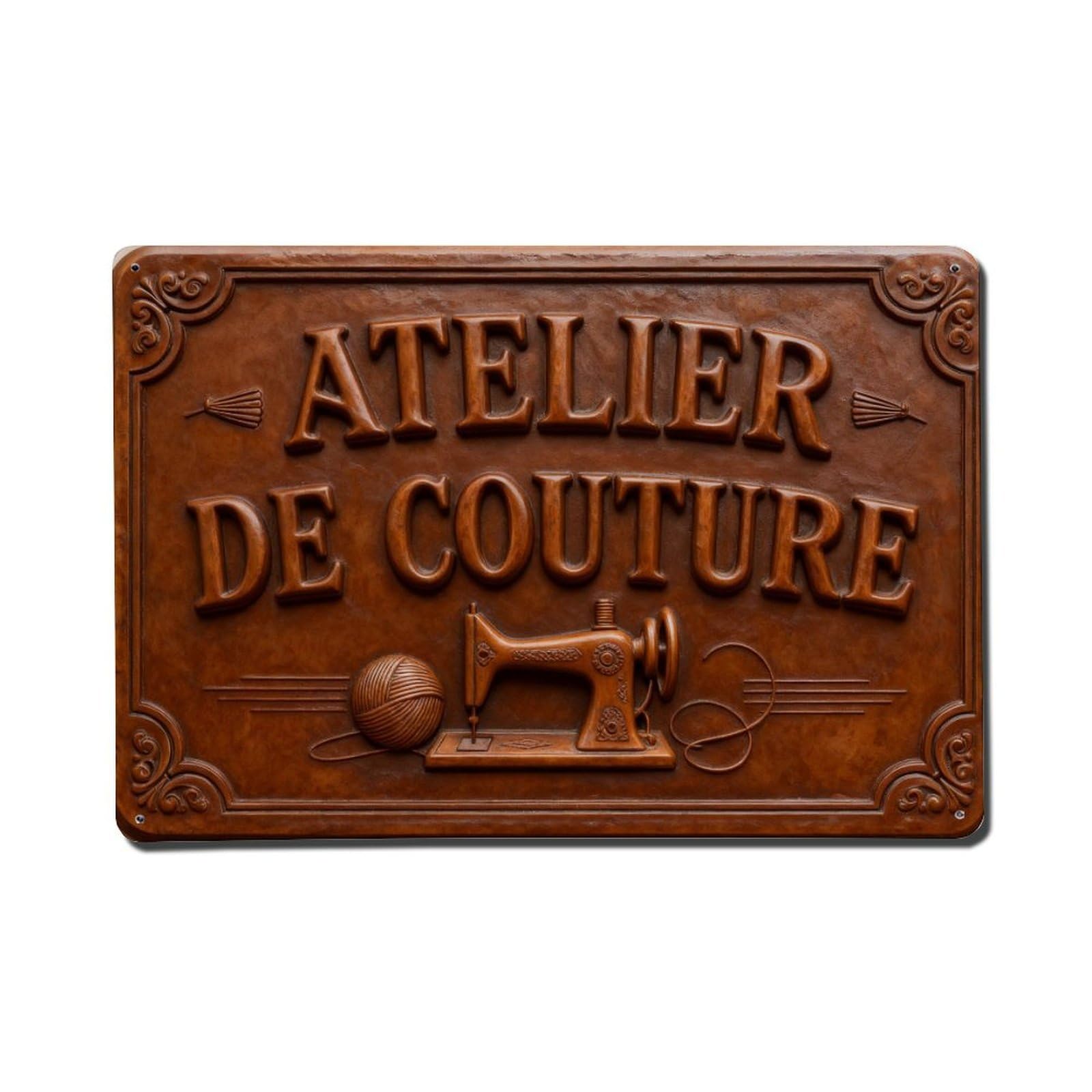 Atelier De Couture Sewing Machine Pattern Metal Tin Sign Plaque