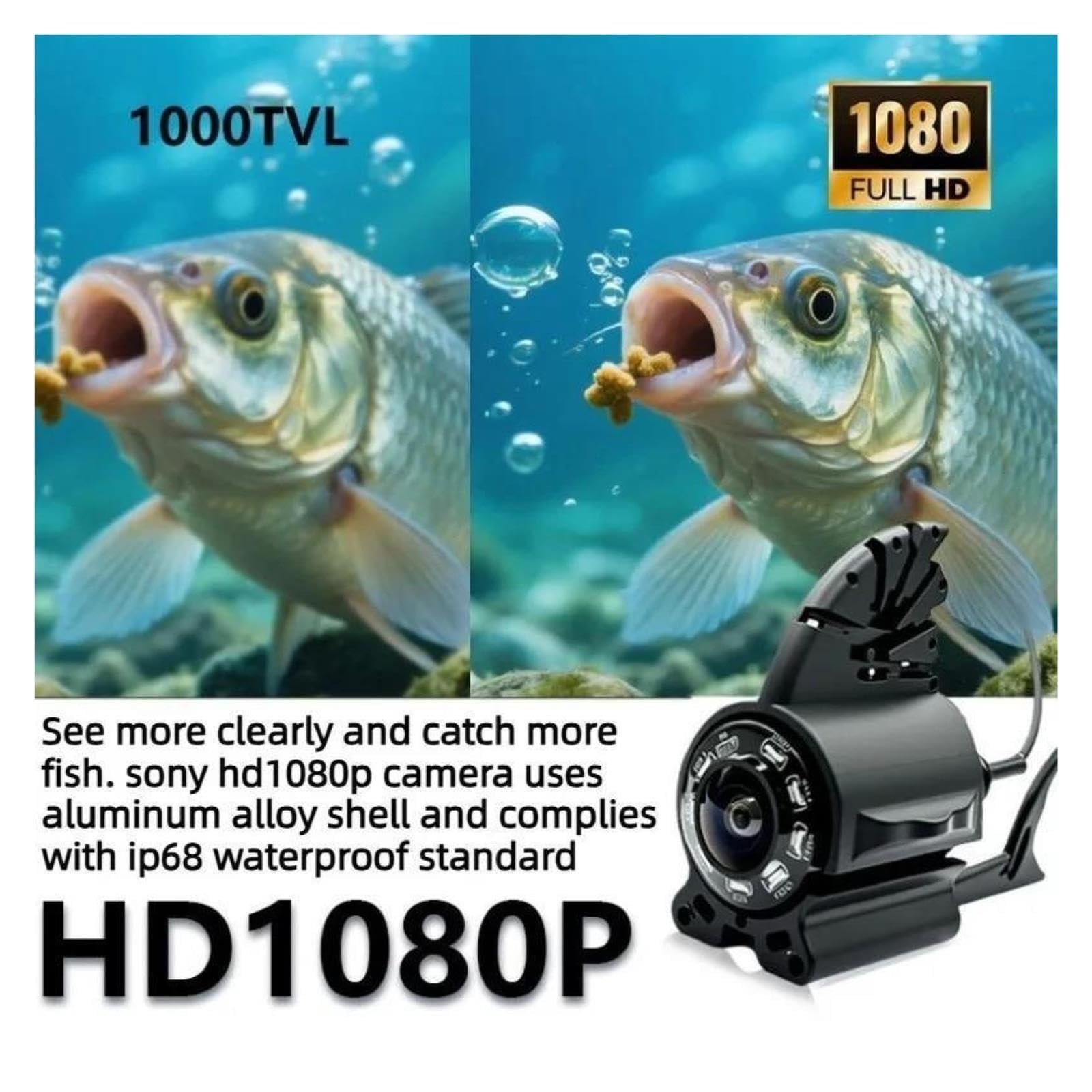Videocamera da pesca subacquea 1080P 8 pollici 10000mAh Video Fish Finder,Alta definizione