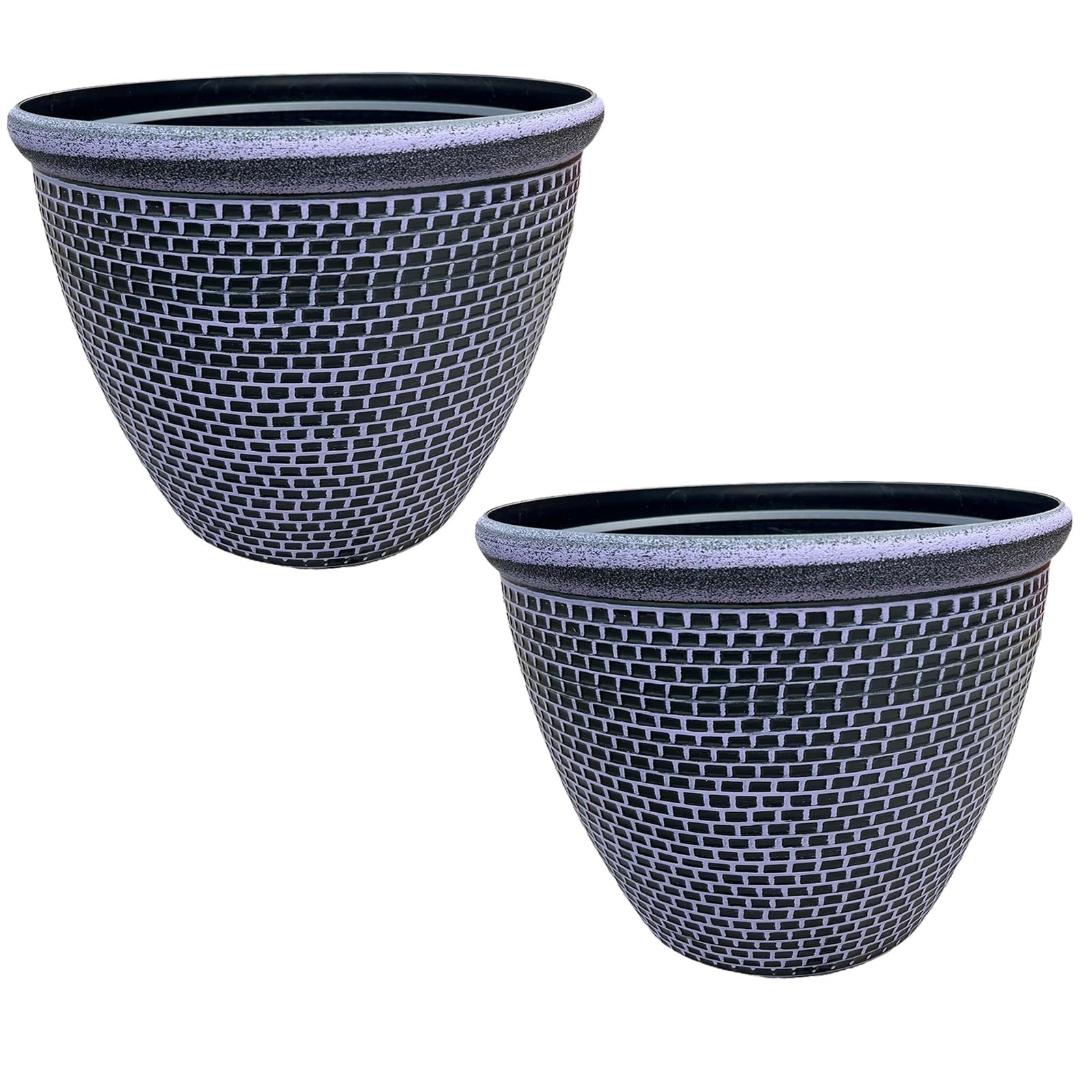 Gr8 Garden 2 x Cromarty Large 36cm Round Plastic Plant Pot Planter Tub - Purple
