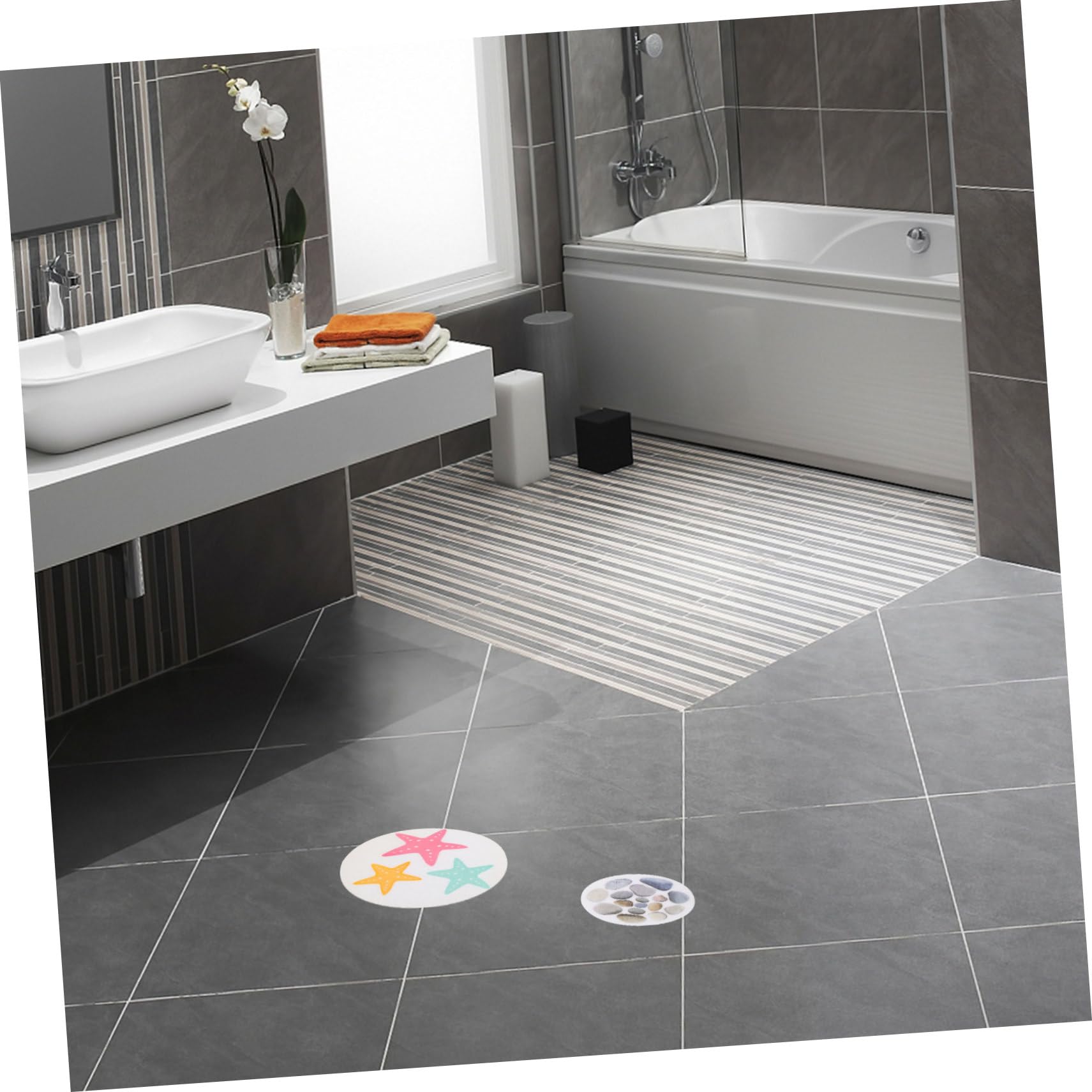 BRIGHTFUFU 8Pcs Non Slip Stickers for Bathtub Skid Floor Stickers Peva Household Safety Decals Cute Cartoon Stones for Bathroom Use