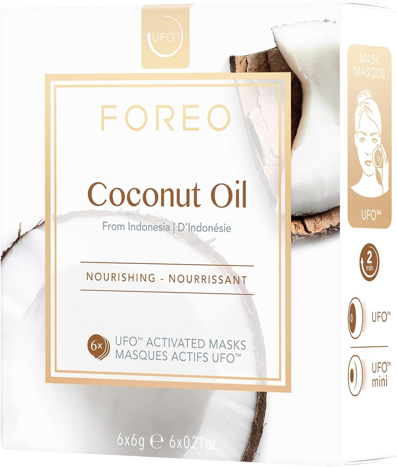 FOREO Coconut Oil Dual UFO Activated Facial Mask for Dehydrated Skin 6 pack, Nourishing & Hydrating
