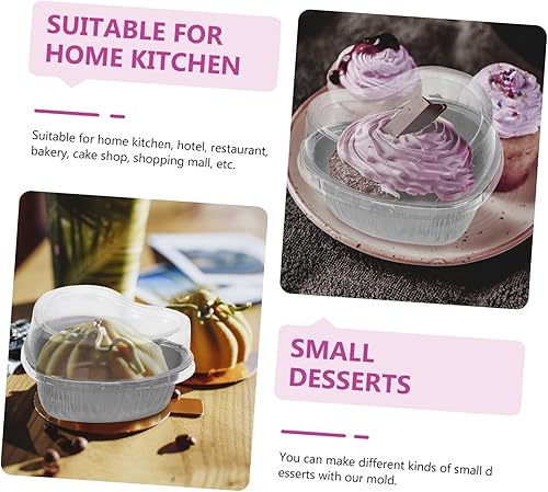 Miniatura 3 de Abaodam 30 piezas de caja de papel de aluminio en forma de corazón Molde para Flan para hornear tazas con tapas, moldes para pasteles de corazón con