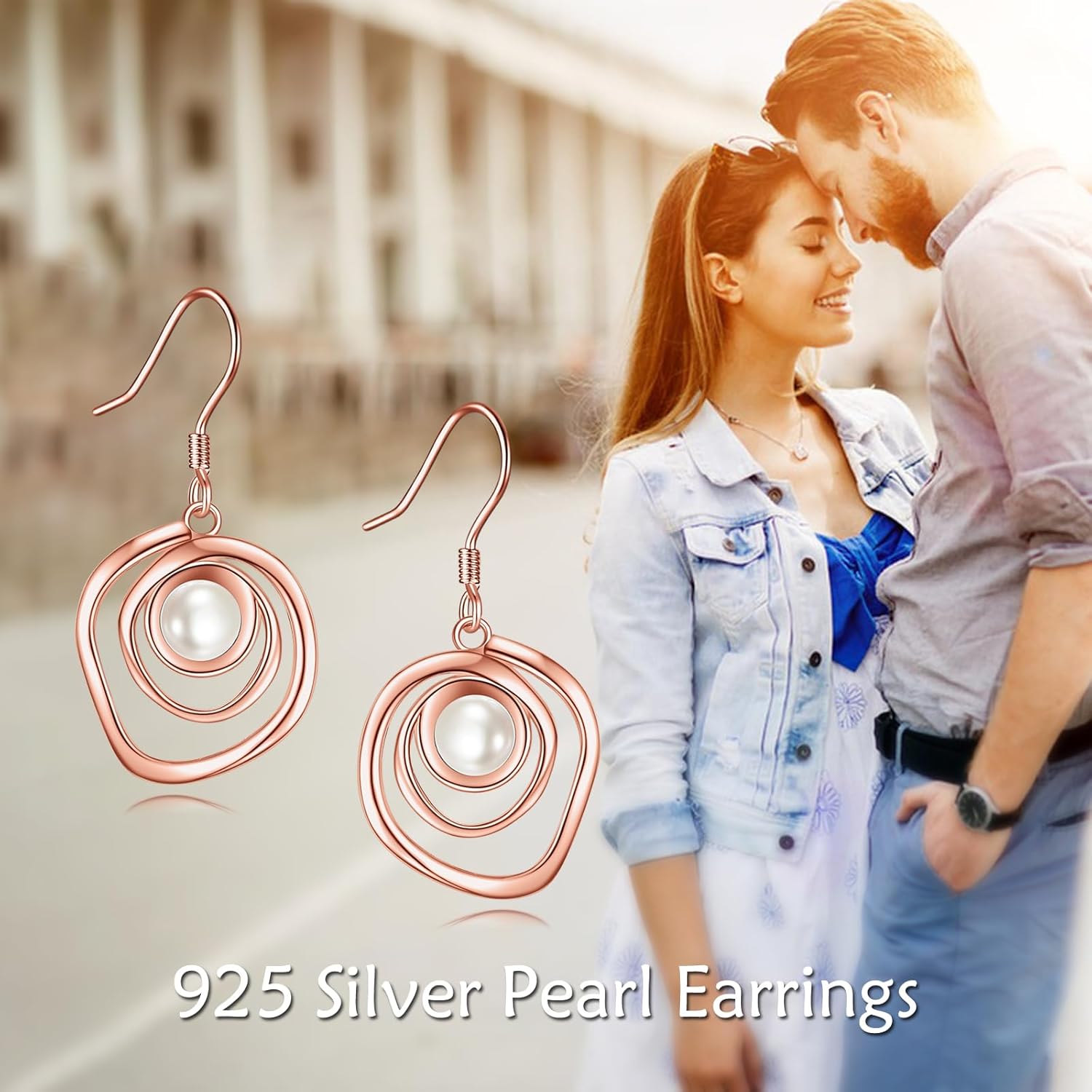 POPLYKE White/Black/Turquoise/White Opal/Rose Gold Pearl Earrings for Women Sterling Silver Pearl Drop Earrings Dangle Pearl Earrings Jewelry - Image 6