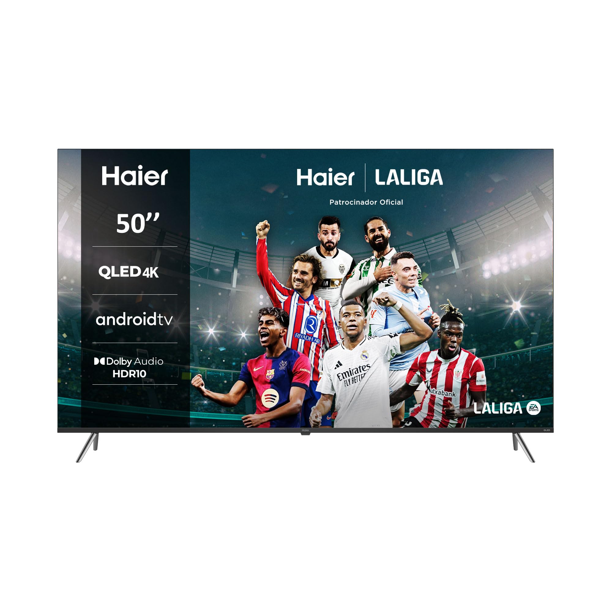 Haier QLED 4K UHD H50K705UG, 50", Smart TV, Android 11, Dolby Audio, HDR 10, Control Remoto Inteligente, Google Assistant, Bluetooth 5.1, DBX TV, HDMI 2.1 x 4, Sin Marcos, 2024