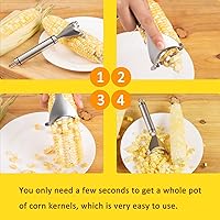 Vista 3 de Corn Peeler, Corn stripper for corn on the cob remover tool,Stainless steel multifunctional Kitchen Grips Corn planer Cob Cutter kernels, with Hand