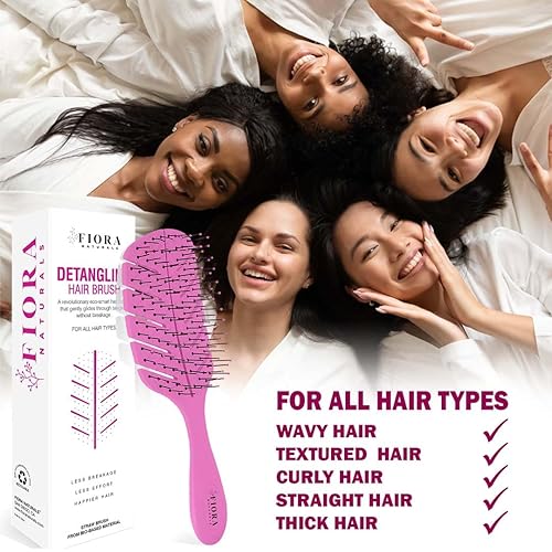 Miniatura 6 de Cepillo Desenredante de Fiora Naturals - Cepillo desenredante 100% ecológico con cerdas ultrasuaves - Se desliza a través de los enredos con
