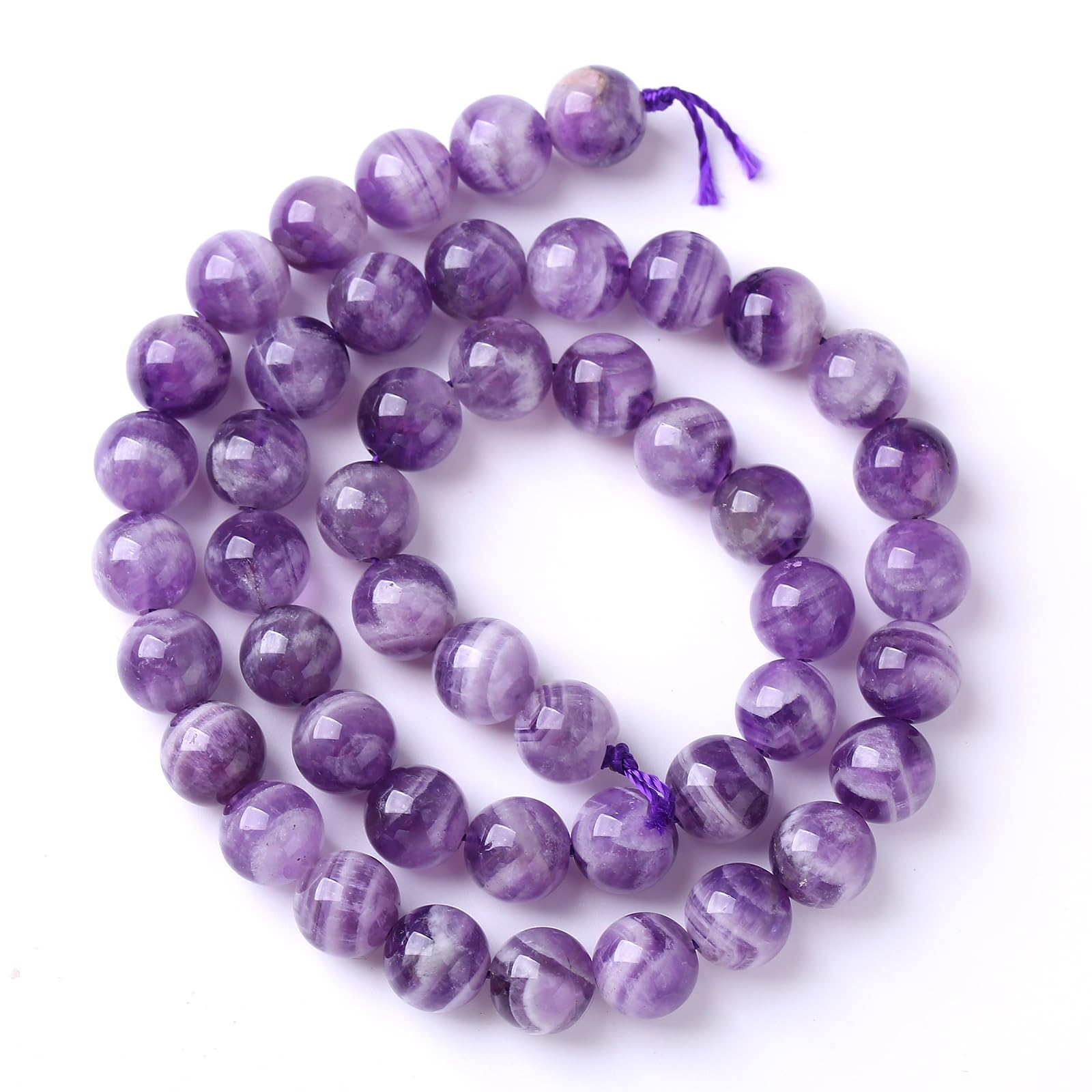 90 perline rotonde sfuse in pizzo viola naturale da 8 mm, perline sfuse di cristallo per la creazione di gioielli fai da te, bracciali, collane, 81,3 cm, 2 fili
