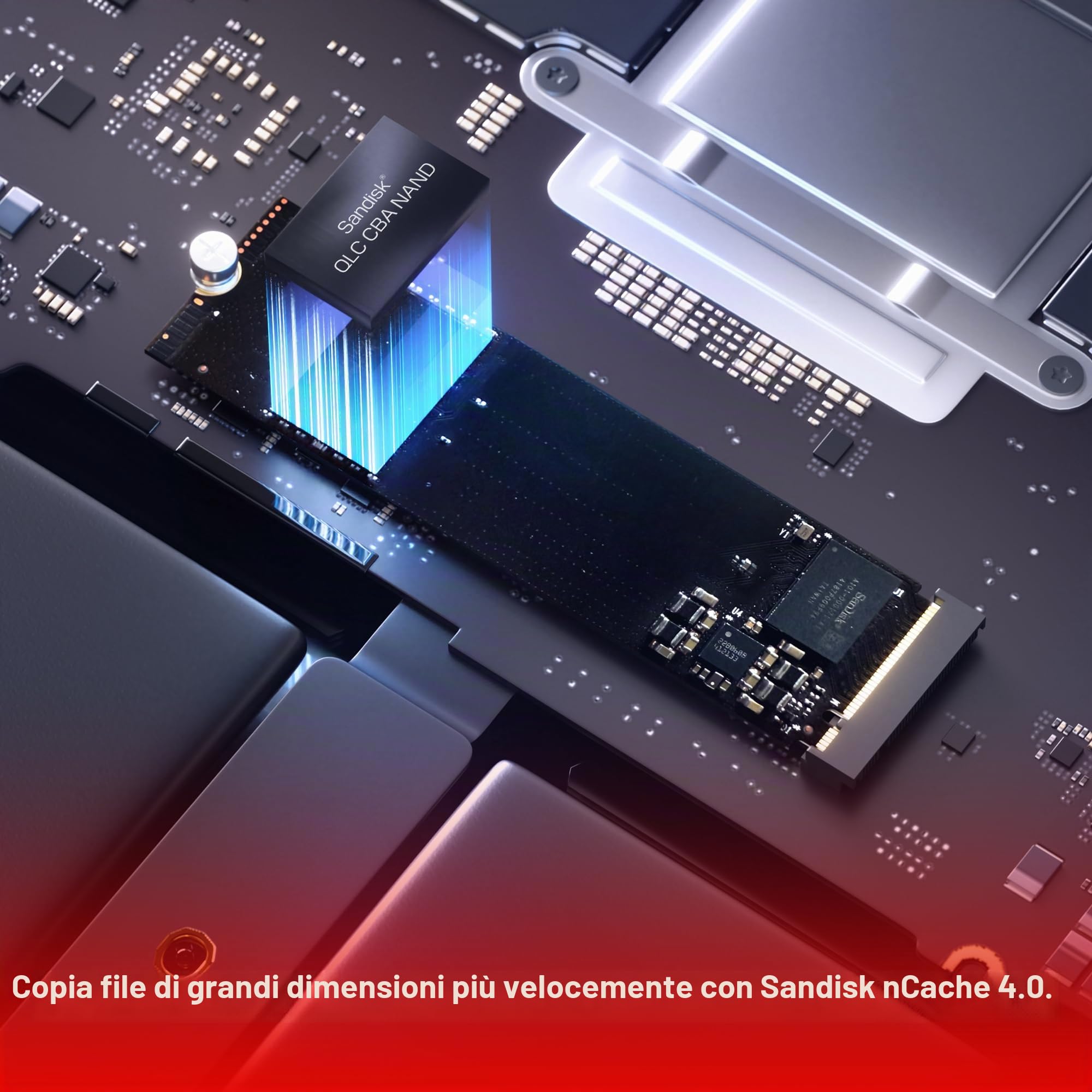 WD Blue SN5100 NVMe SSD 4TB (Fino a 6.900MB/s velocità di lettura, M.2 2280, PCIe Gen 4.0, nCache 4.0, Tecnologia SANDISK 3D CBA NAND, Acronis True Image, clonazione e migrazione) POWEREED BY SANDISK