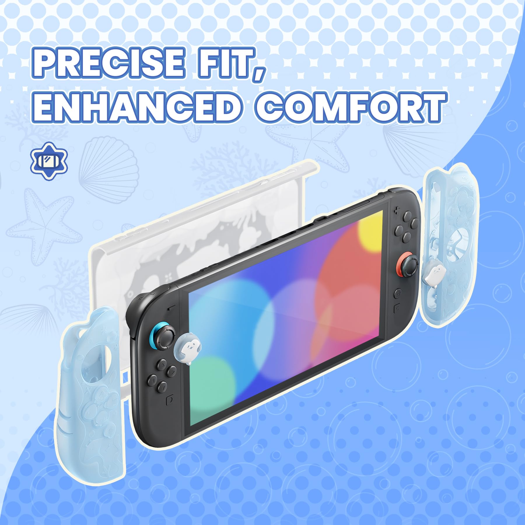 playvital Coque de Protection pour Nintendo Switch 2,Coque Rigide Dockable avec Grips en Silicone pour Switch 2 Joycon & Capuchons Joystick & Autocollant,Étui Housse Antichoc-Bleu Menthe