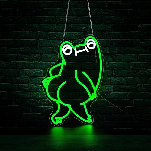 Funny Frog Neon Sign for Wall Decor Led Neon Signs Light Bar Decor Up Sign Room Decoration Neon Lights Sign Frog Decor USB Powered for Man Cave Lamp - Frog Green
