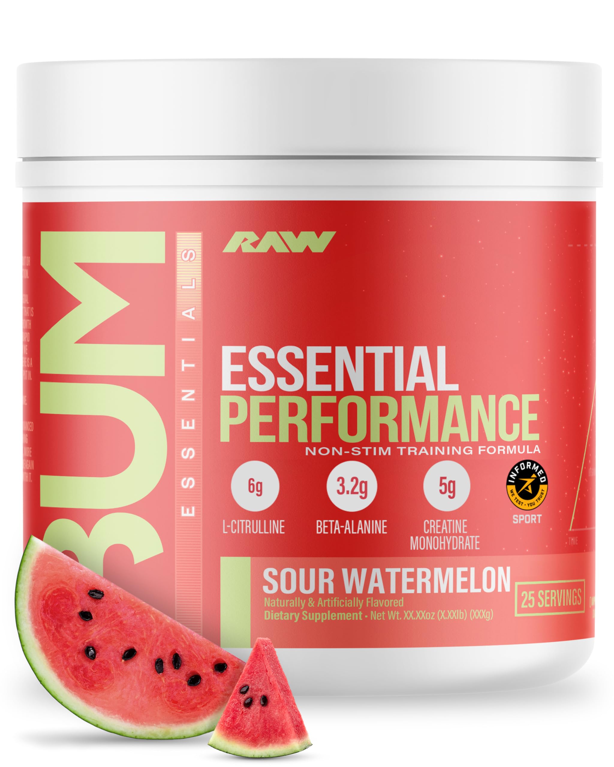 Amazon.com: RAW Essential Performance Non-Stim Pre-Workout Powder -  Preworkout for Endurance Strength & Focus Without Caffeine or Stimulants -  Creatine Monohydrate, L-Citrulline & Beta Alanine