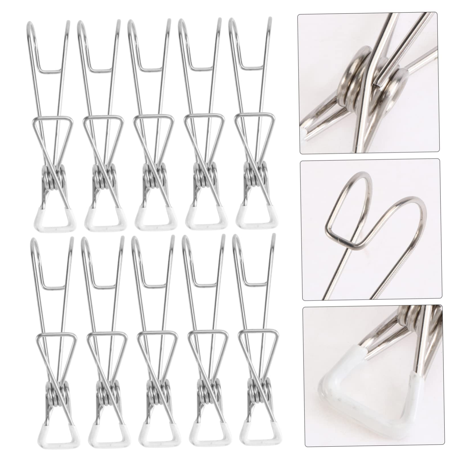 Mollette da bucato in acciaio inox, 10 pezzi, mollette in filo metallico, antivento, resistenti, mollette in metallo
