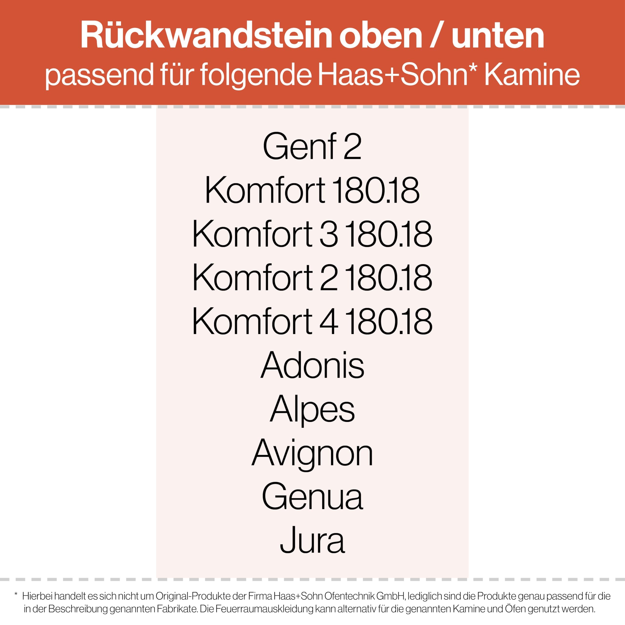 Rückwandstein - Passend für Haas+Sohn Kaminöfen inkl. Modellübersicht - Schamottstein feuerfest & hitzebeständig - Kamin Ofen Zubehör [420x255x40 mm]