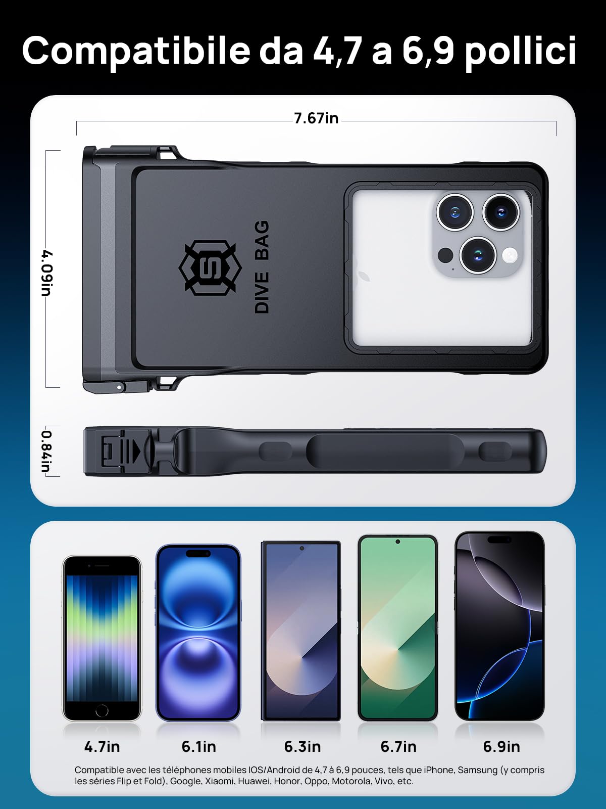 Lanhiem Pochette Étanche 15M [Universelle] Coque Téléphone IPX8 Plongée Professionnel Étui pour iPhone Samsung Galaxy Huawei XiaoMi RedMi Goole Pixel et Smartphone 4.7-6.9'' sous Marine Housse, Noir