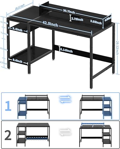 Miniatura 3 de Escritorio para computadora, escritorio para juegos de 43 pulgadas, escritorio de oficina en casa con almacenamiento, escritorio pequeño con soporte