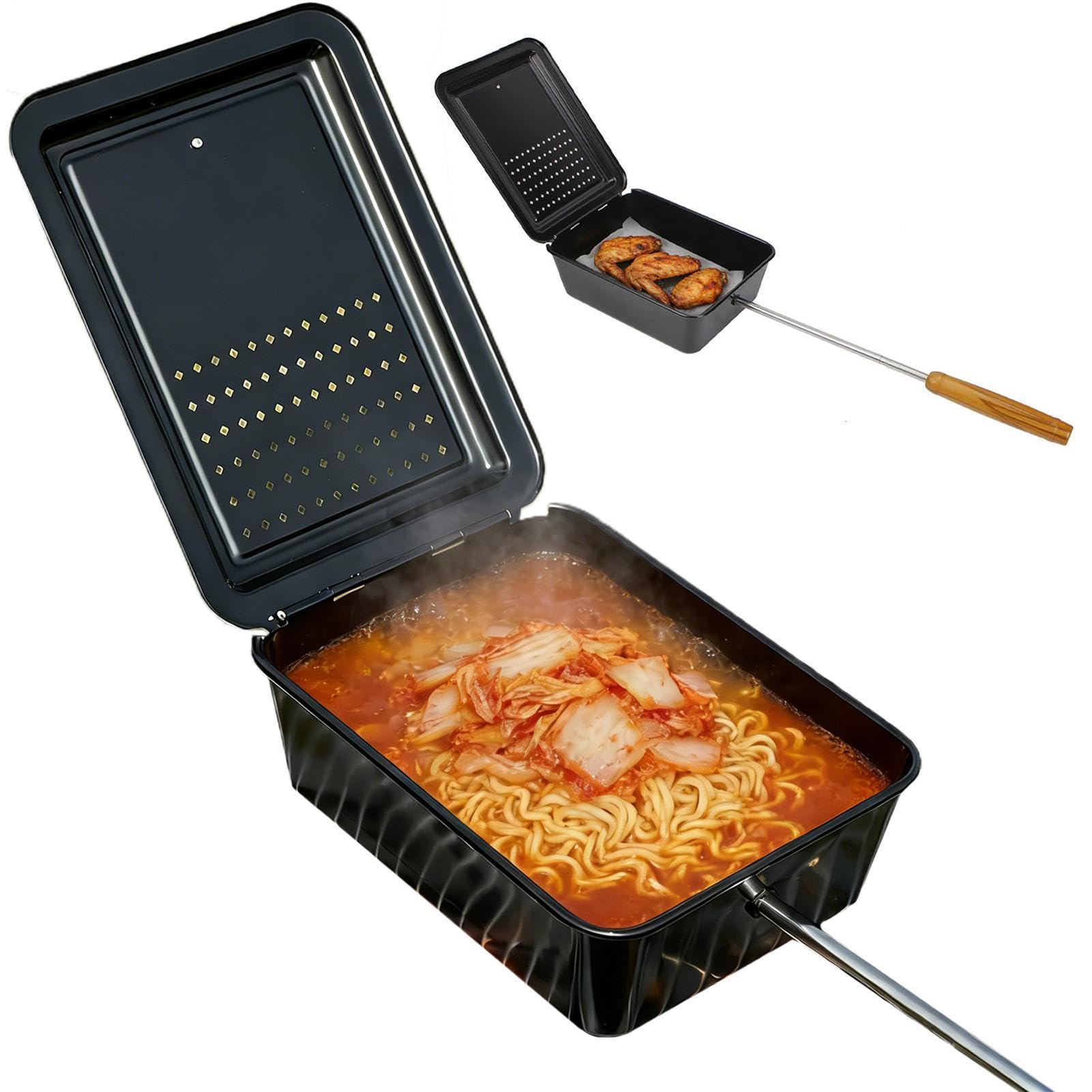 Popcorn-Für Das Antihaftbeschichtete Klappbare | Popcornbereiter Mit Langem Griff geeignet für Camping, Picknick, Reisen, Kochen, Outdoor, Grillen, BBQ, Nudeln