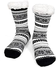 ZAKASA Cuddly Socks Men's House Socks Stopper Socks: Warm Winter Slippers Socks Men Hut Socks ABS Christmas Socks Thick Socks with Nubs 1 Pair