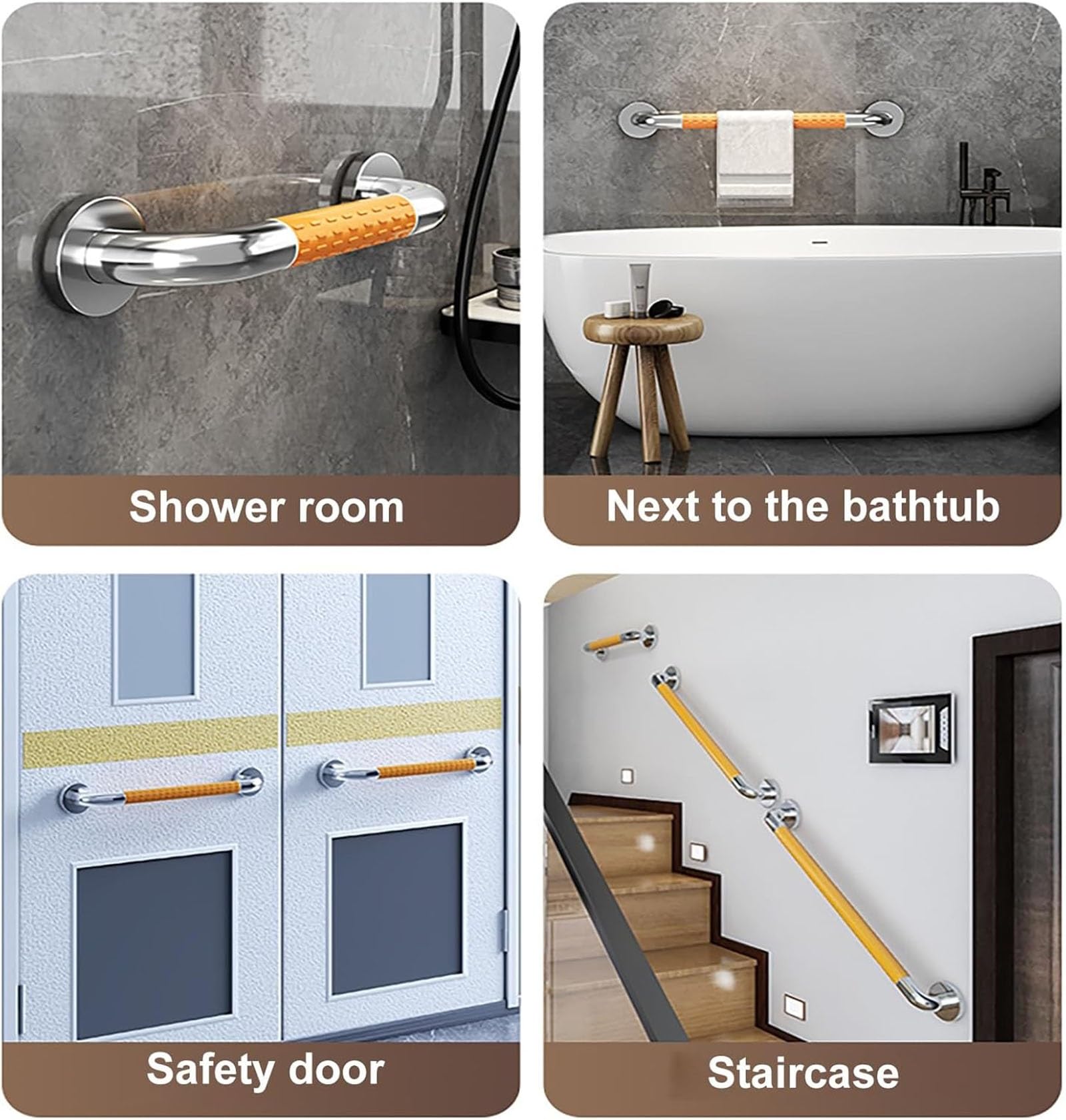 Maniglia di sicurezza antiscivolo in acciaio inox per vasca da bagno e doccia, ideale per anziani e disabili, per maggiore equilibrio e prevenzione degli infortuni (bianco)