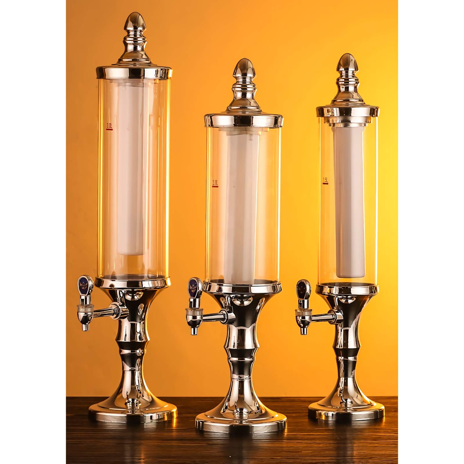 Dispensador de torre de cerveza Dispensador de torre de cerveza, Dispensador de cerveza plateado con luz, grifo y tubo de hielo extraíble para Bar Fiesta Barbacoa Restaurante, Dispensador de bebidas