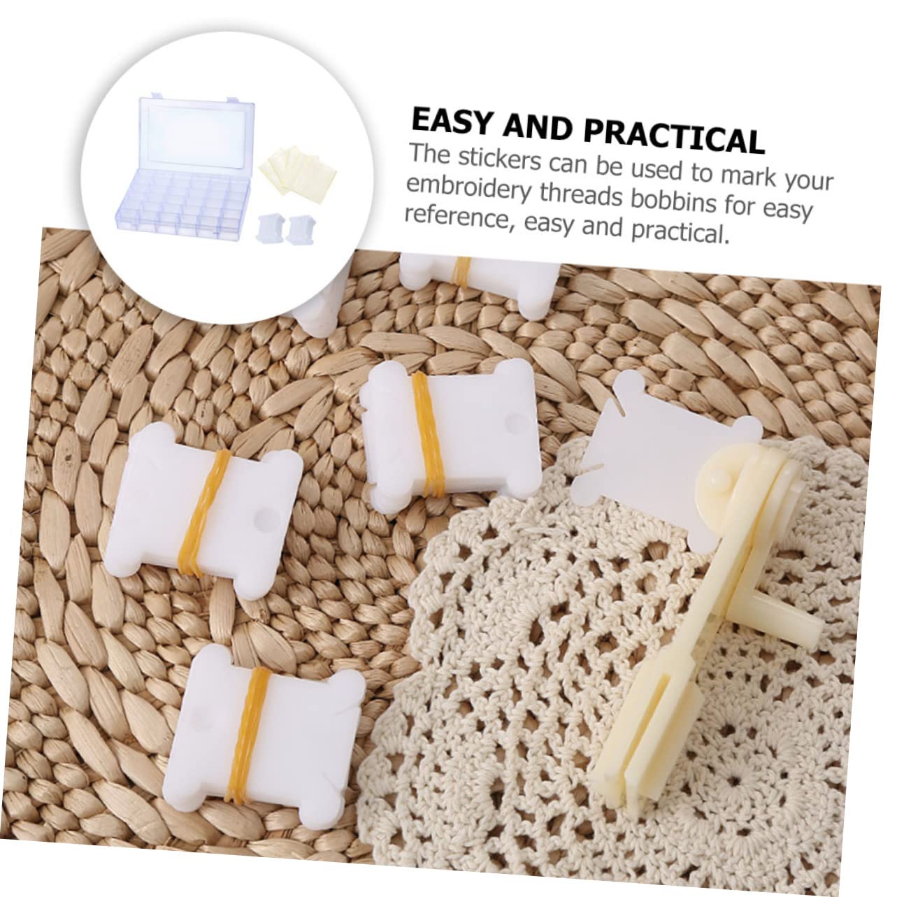Gadpiparty 3 Juegos Caja Organizadora Bordar Compartimentos Ajustables con para Hilo de Cruz Almacenamiento Diy con y Pegatinas Resistente y Práctica para Manualidades