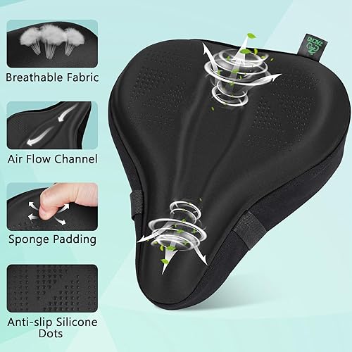 Miniatura 3 de Zacro Bike Seat Cushion - Padded Gel Bike Seat Cover for Men & Women, Padding Bicycle Saddle fit with Peloton/Spin Stationary Exercise/Mountain Road