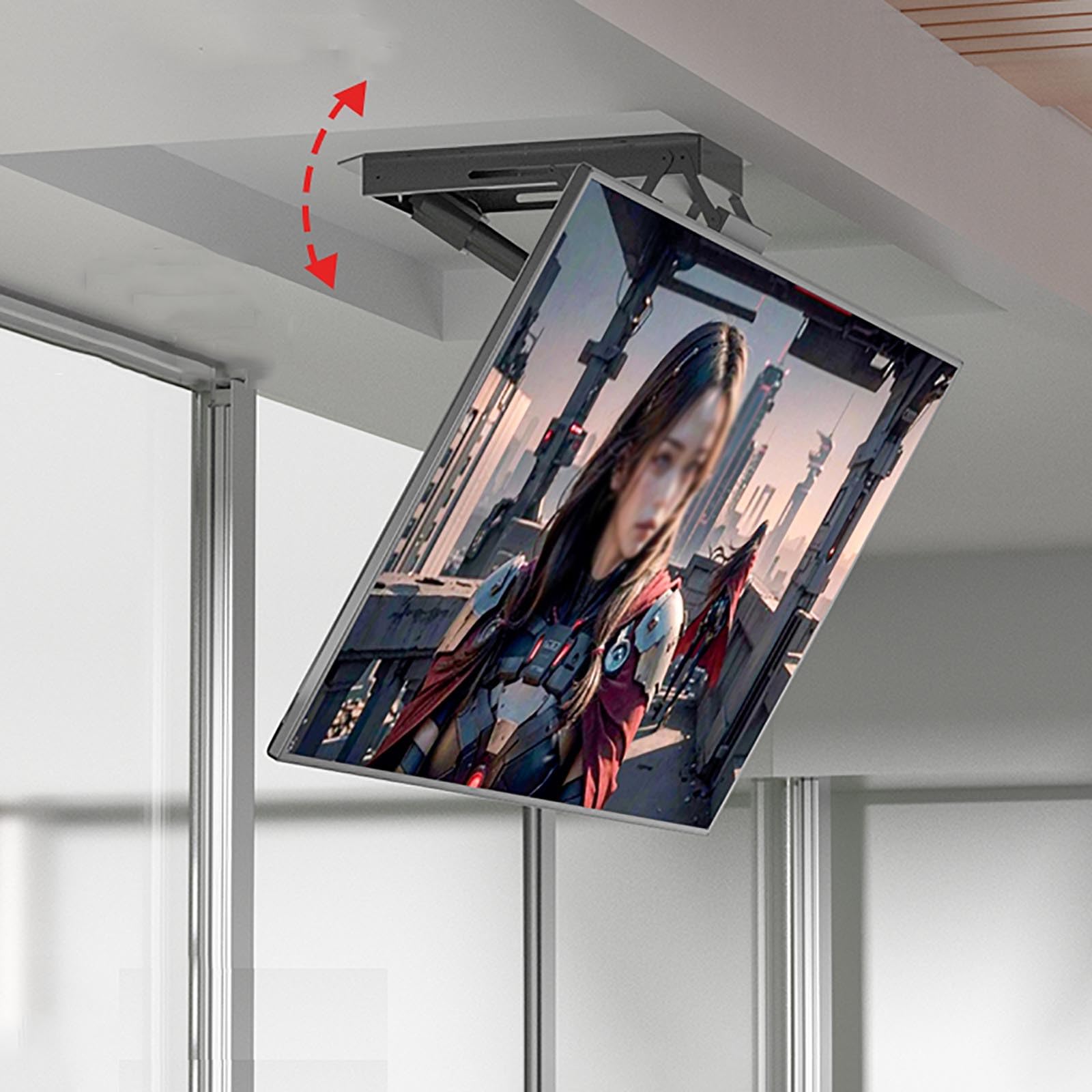 Soporte TV Motorizado para Techo - Con Control Remoto, Colgador Eléctrico Oculto, Retráctil y Plegable para TV de 50-75 Pulgadas