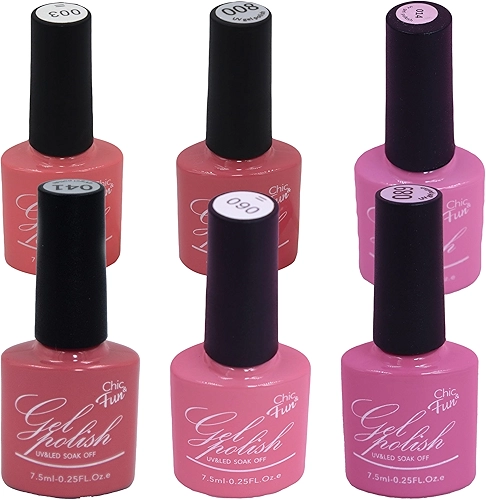 Kit de Esmaltes em Gel Chic & Fun com 6 Unidades para Unhas UV/LED (6007)