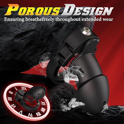 Miniatura 3 de FunPlan Jaula de castidad juguetes sexuales, dispositivo de castidad masculina grande con anillos ajustables de 7 tamaños, bloqueo invisible y 2