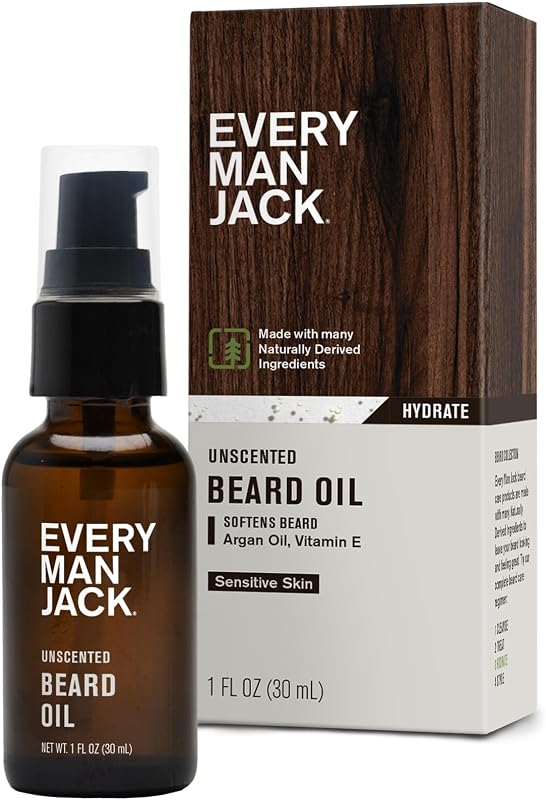 Hydrating Beard Oil for Men, Unscented, 1oz | Relieves Itch, Adds Shine, Naturally Moisturizing Shea Butter & Argan Oil, Dermatologist Tested for Sensitive Skin
