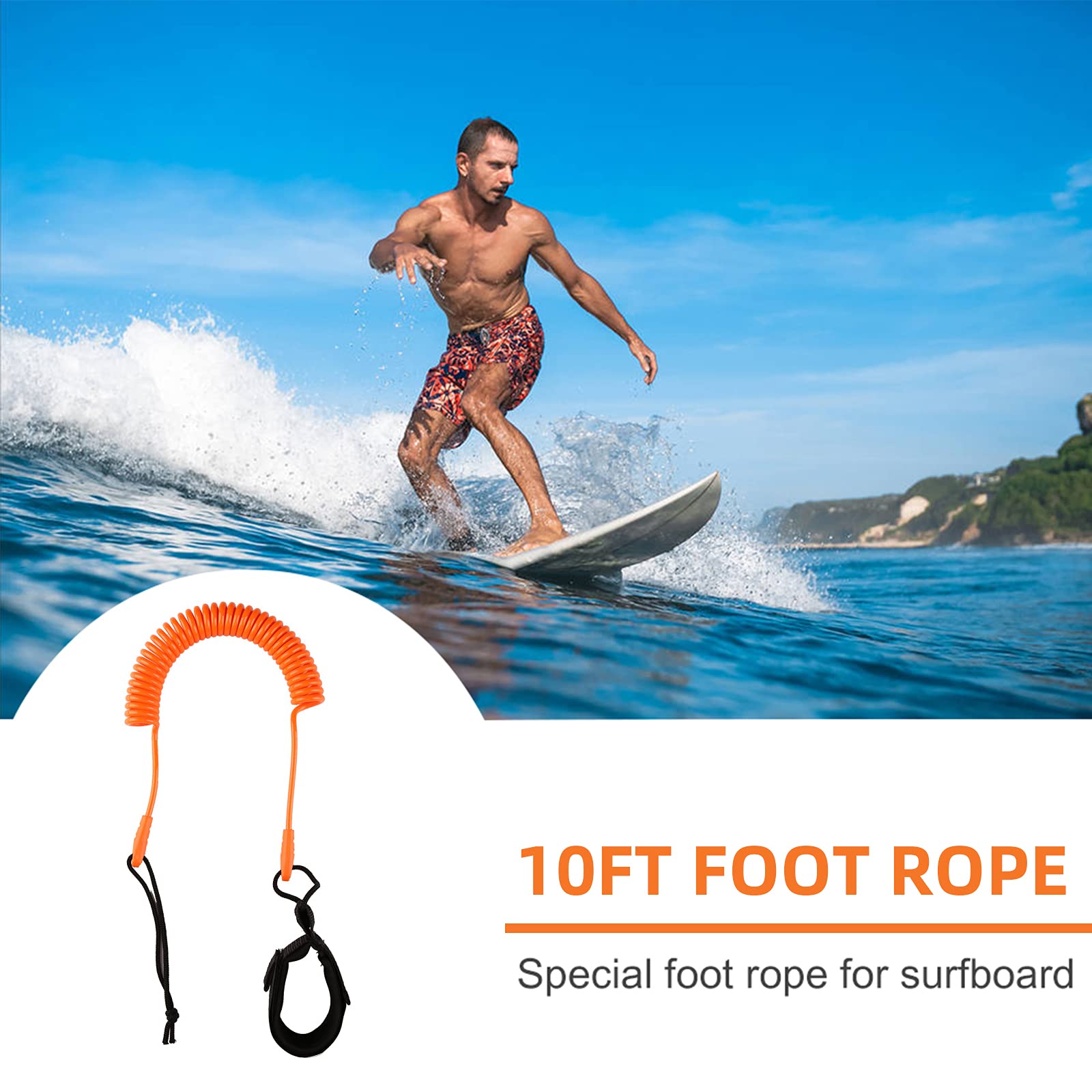 Leash Da Surf E SUP - Corda Di Sicurezza Alla Caviglia, TPU, Regolabile, Per Tavole Da Surf E Paddle