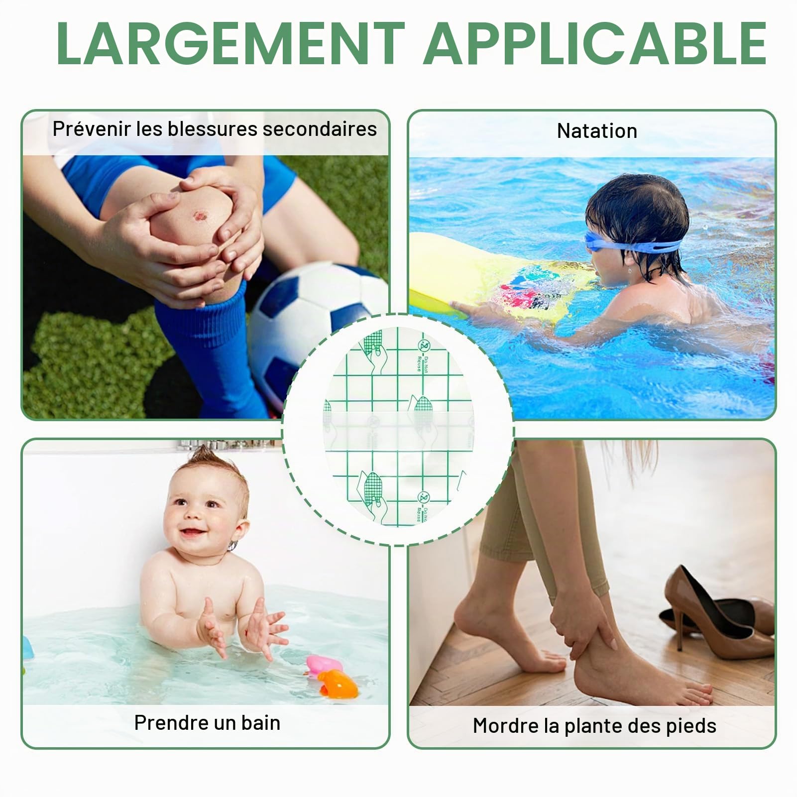 Cache Oreille Piscine Enfant - Patch Oreille Étanche pour Douche et Bain | 60 Pièces Autocollant de Protection Souple et Respirant avec Tampon de Coton Central pour La Natation la Douche Surf