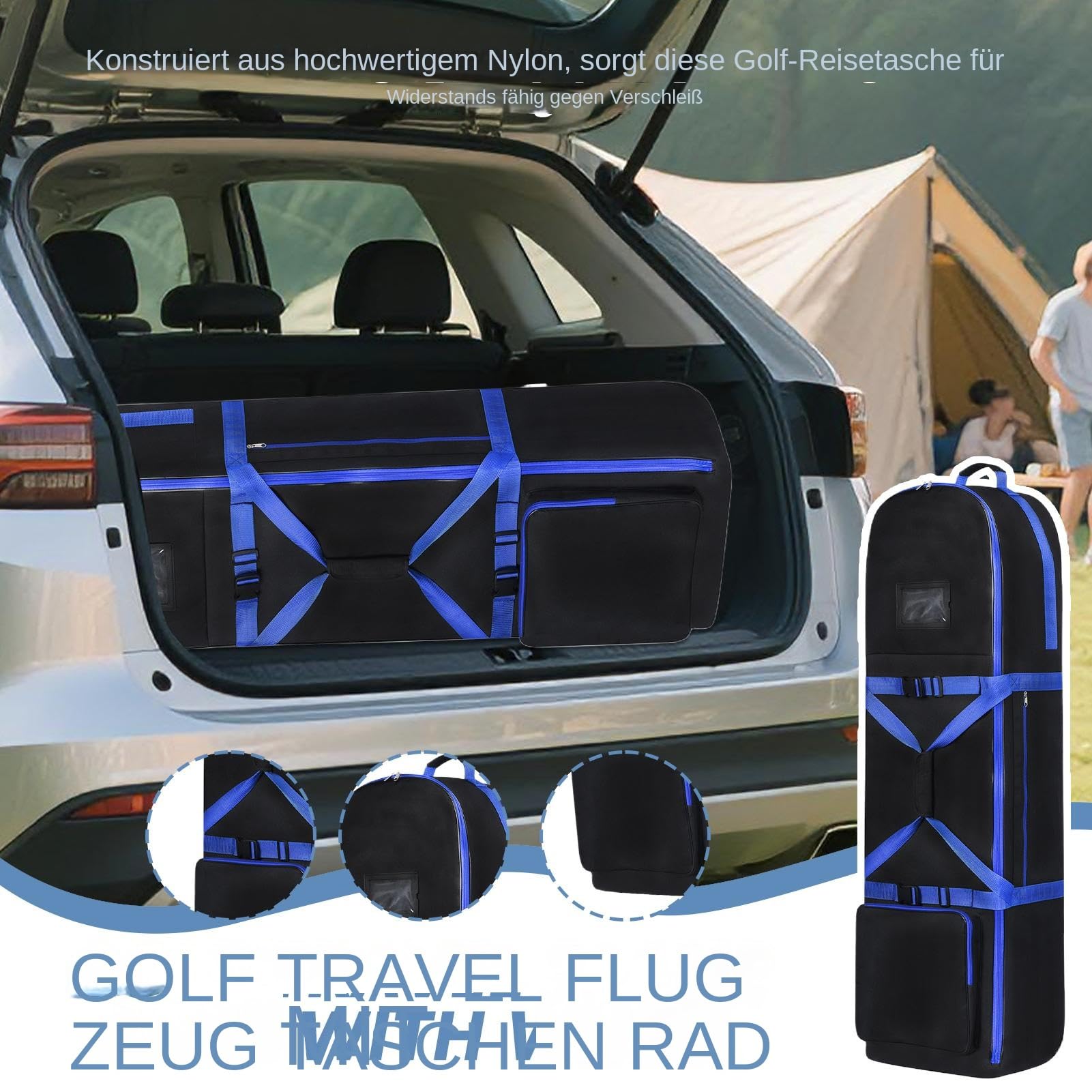 Golf Reisetasche wasserdichte große Ausführung mit Tragegriff und Rollen | Golftaschen Koffer für Flugreisen für Damen Herren, Outdoor Training und Wettkampf