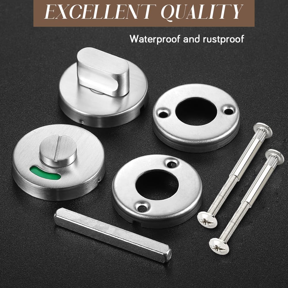Rosetta per WC con Indicatore di Occupazione, in Acciaio Inox, Chiavistello Girevole per Serratura Porta, Rosetta WC con Indicatore di Occupazione, per Porta WC, Bagno e Porta