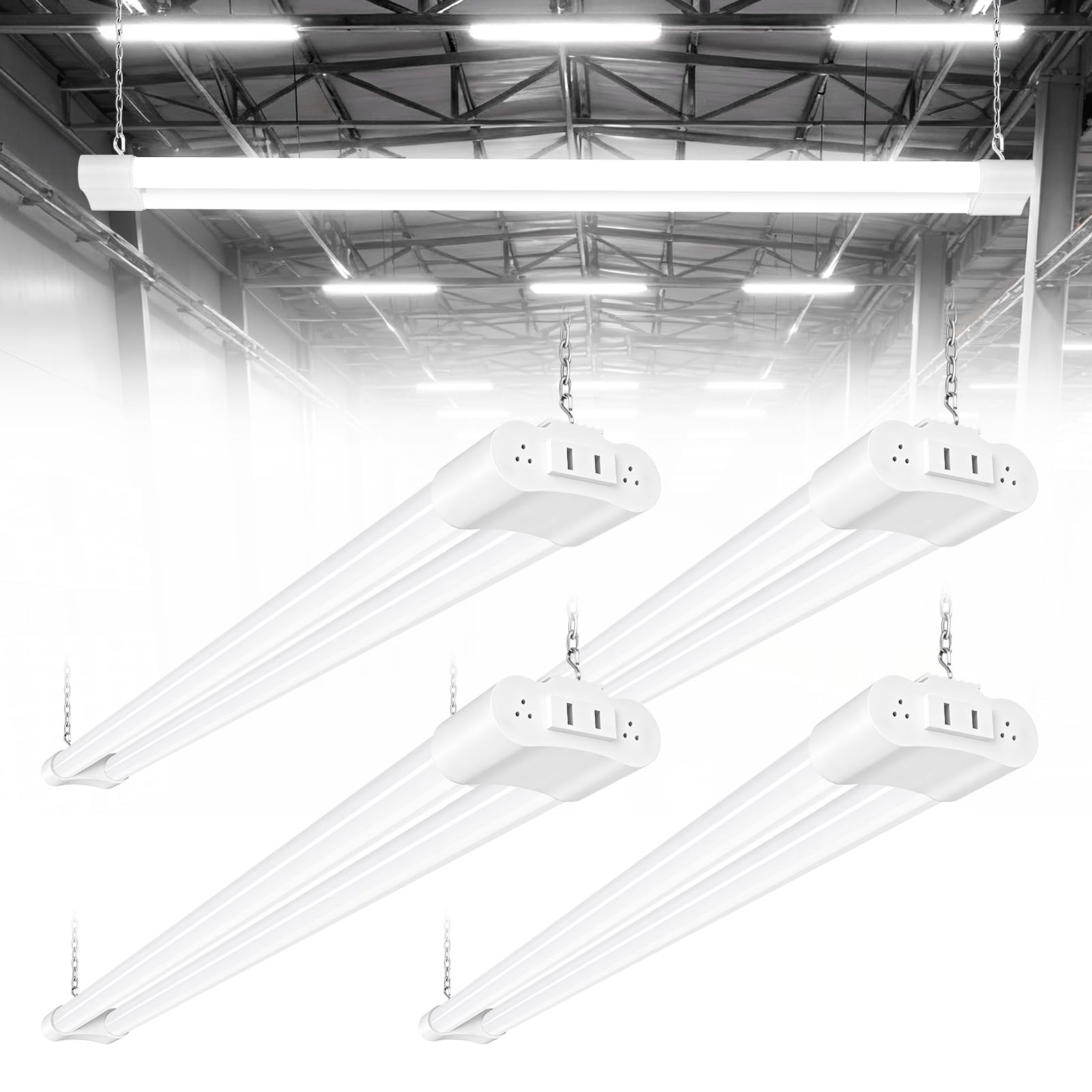 Lightasea 4FT Led Batten Light,42W 5000LM Super Bright LED Tube Light,Plug in Ceiling Light Led,6500K Daylight T8 Strip Light,for Garage,Office,Living Room,Bedroom,Wall,Kitchen,Shed,Outdoor(4Pack)