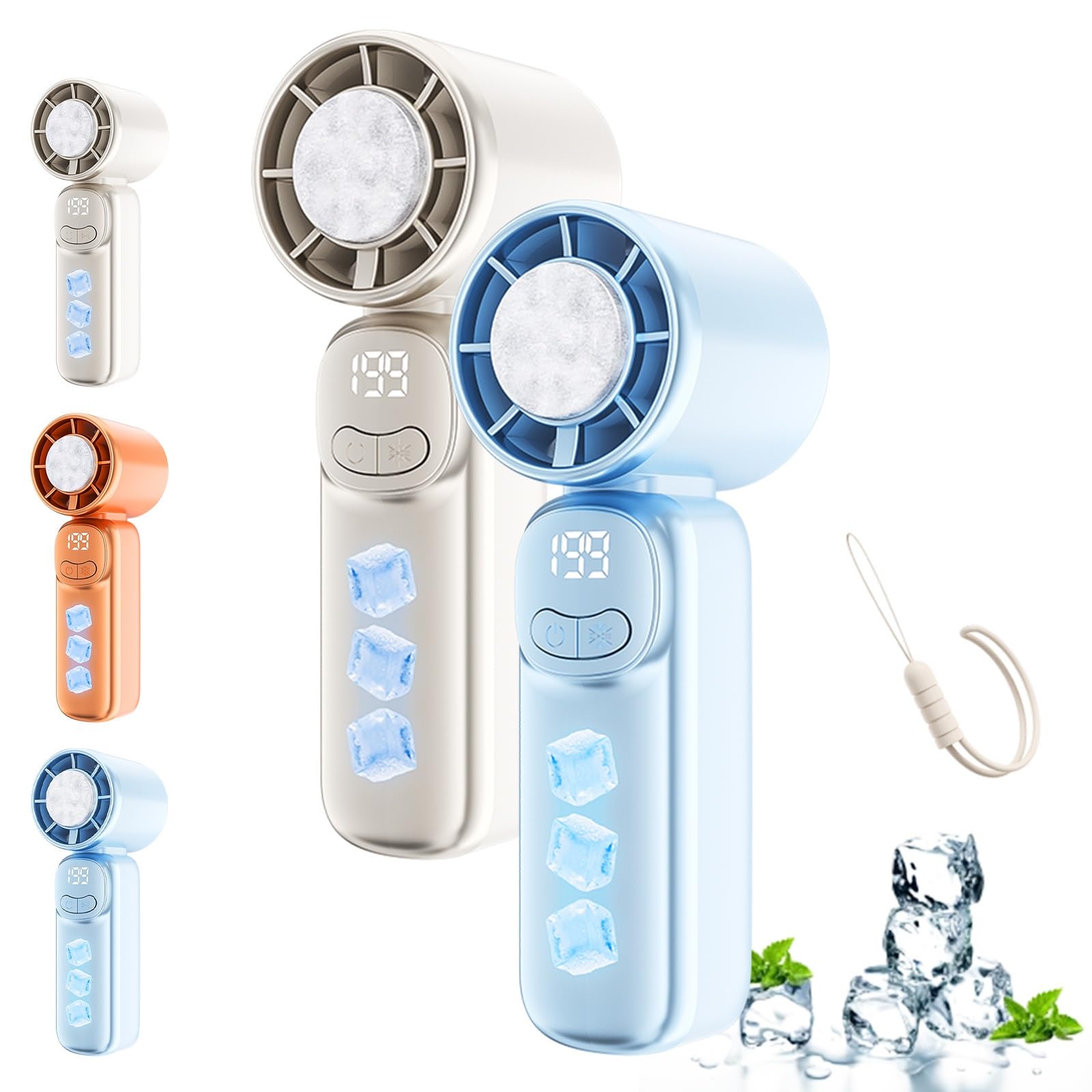 Liocwocne Handheld Fan Rechargeable, Portable Mini Hand Fans with Precise Speed Control, Led Display, Compact Design, and Long Battery Life, Instant Cold. All Day(E)