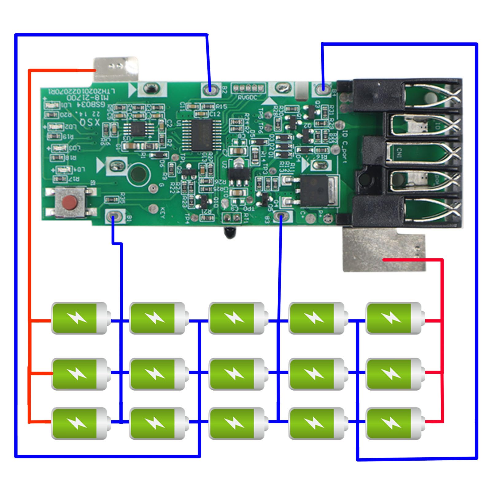 Sostituzione del caso della batteria m18 per Milwaukee M18 48-11-1880,18V 15-Cells 18650 DIY Plastic Cover Batteria Kit di Riparazione 9.0 Ah(Batteria non inclusa)