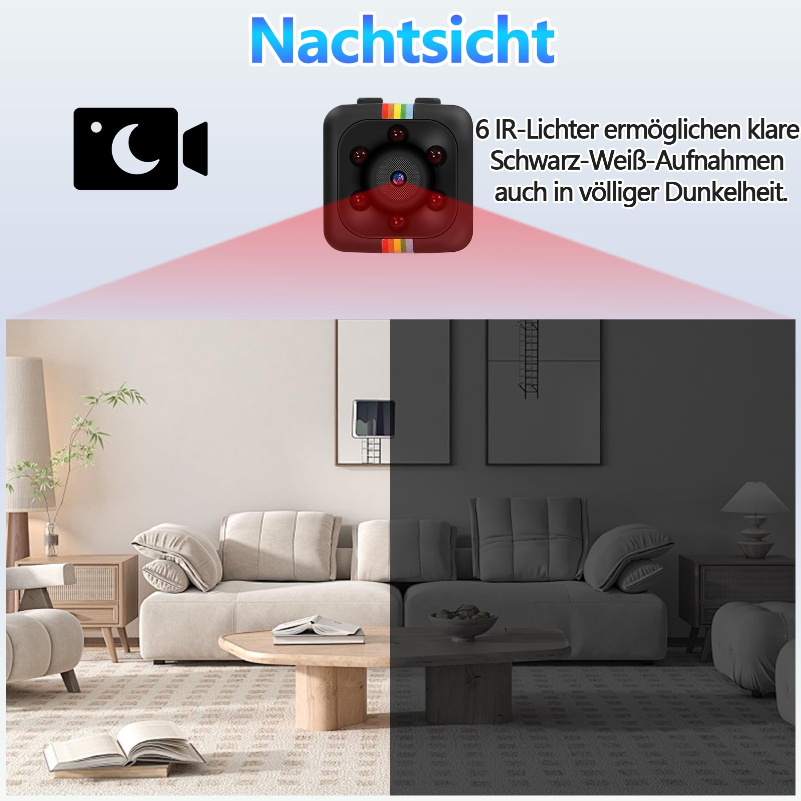 Mini Bodycam, Kleinste 2,2 cm 1080P & 720P HD Kleine Kamera, Hochwertige Nachtsicht Mini HD Kamera mit Bewegungserkennung, Loop-Aufnahme