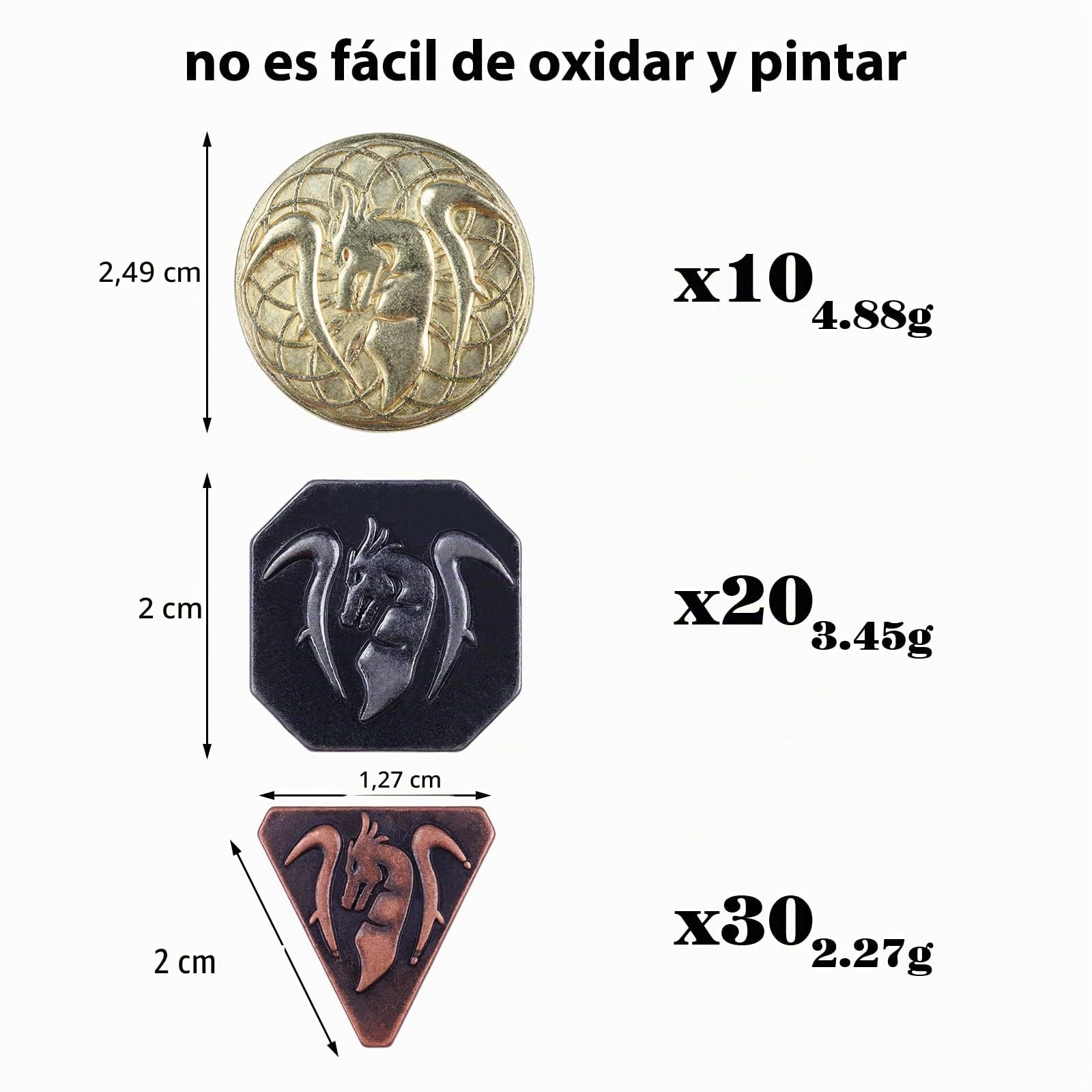 Byhoo 60 Monedas DND con Bolsa de Cuero, Monedas de Oro, Plata y Cobre en Monedas de Metal, de fantasía para Juegos de Mesa, para fichas de Juegos, Monedas de rol de DND