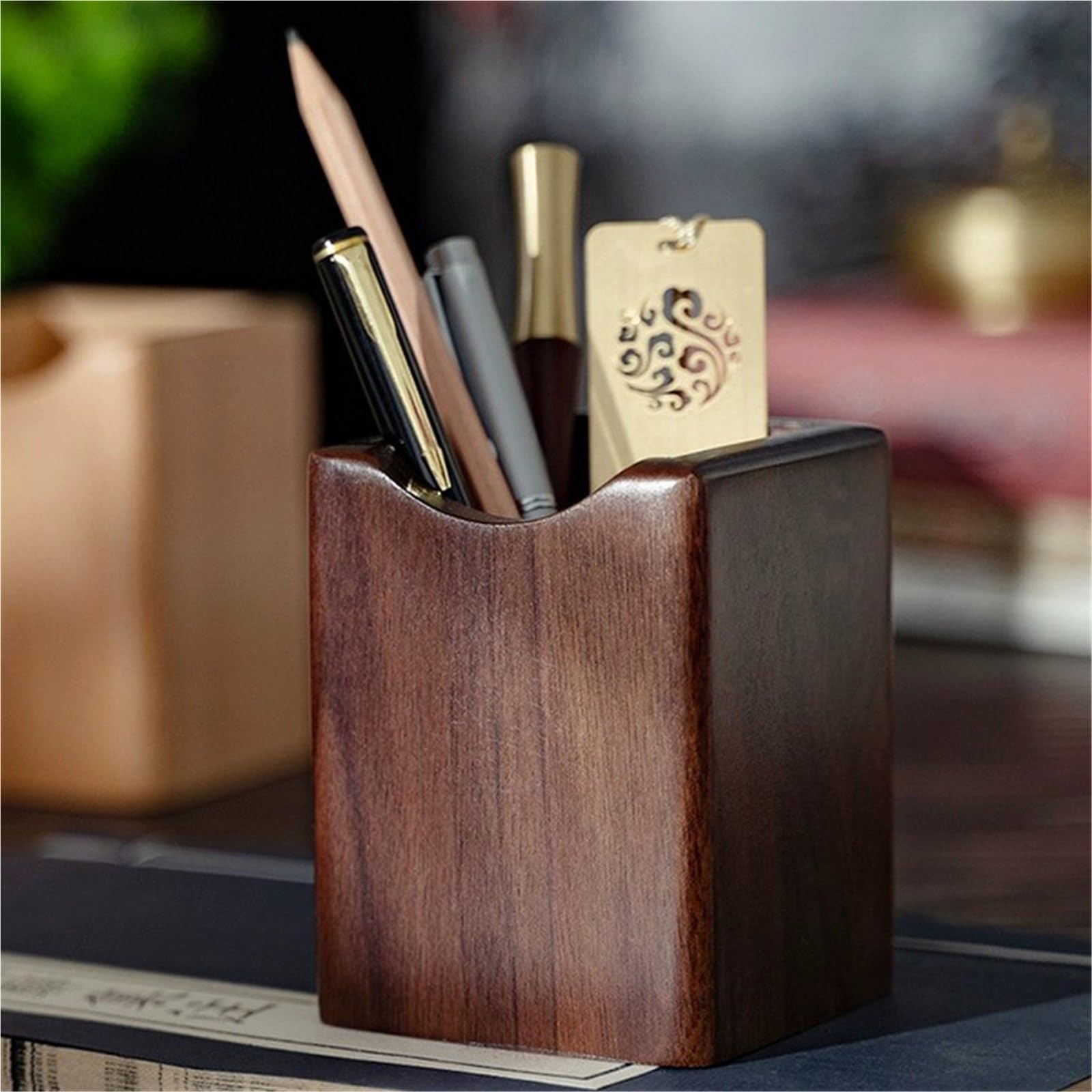 Porte-Crayon en Bois Porte-crayon En Bois, Support Multi-stylos, Organisateur De Bureau, Rangement pour La Papeterie