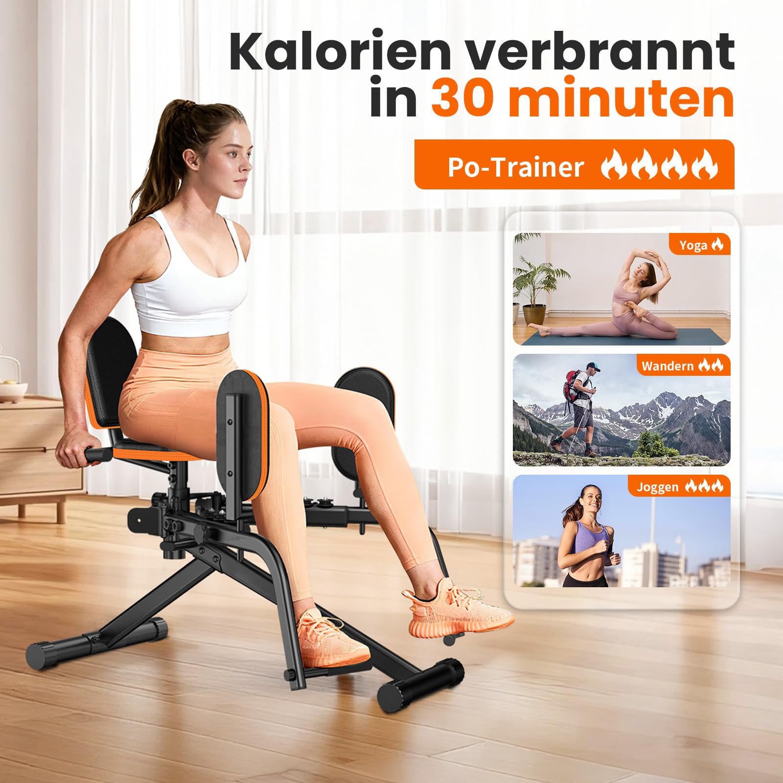 HXD-ERGO 6 Widerstandsstufen Hip Abductor Machine für Zuhause, Glute Machine Spagattrainer, Bequem Beinspreizer, Innenschenkel Trainer für(Doppelfunktion)