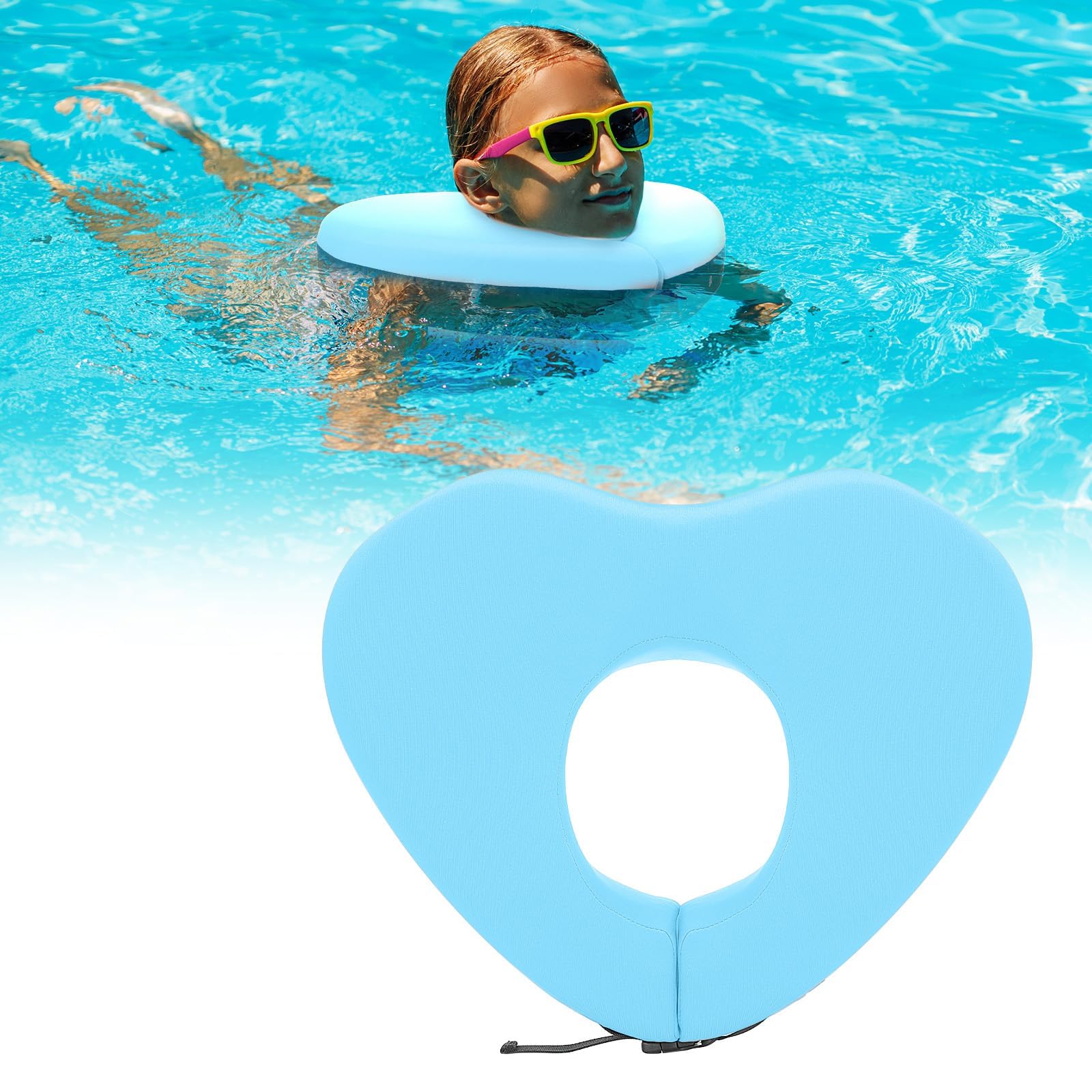 Collier de natation pour soutien de la tête et du cou, rempli de particules de mousse (non gonflable), équipement de natation pour adultes, convient à la plupart des tailles de cou pour adultes (XL)