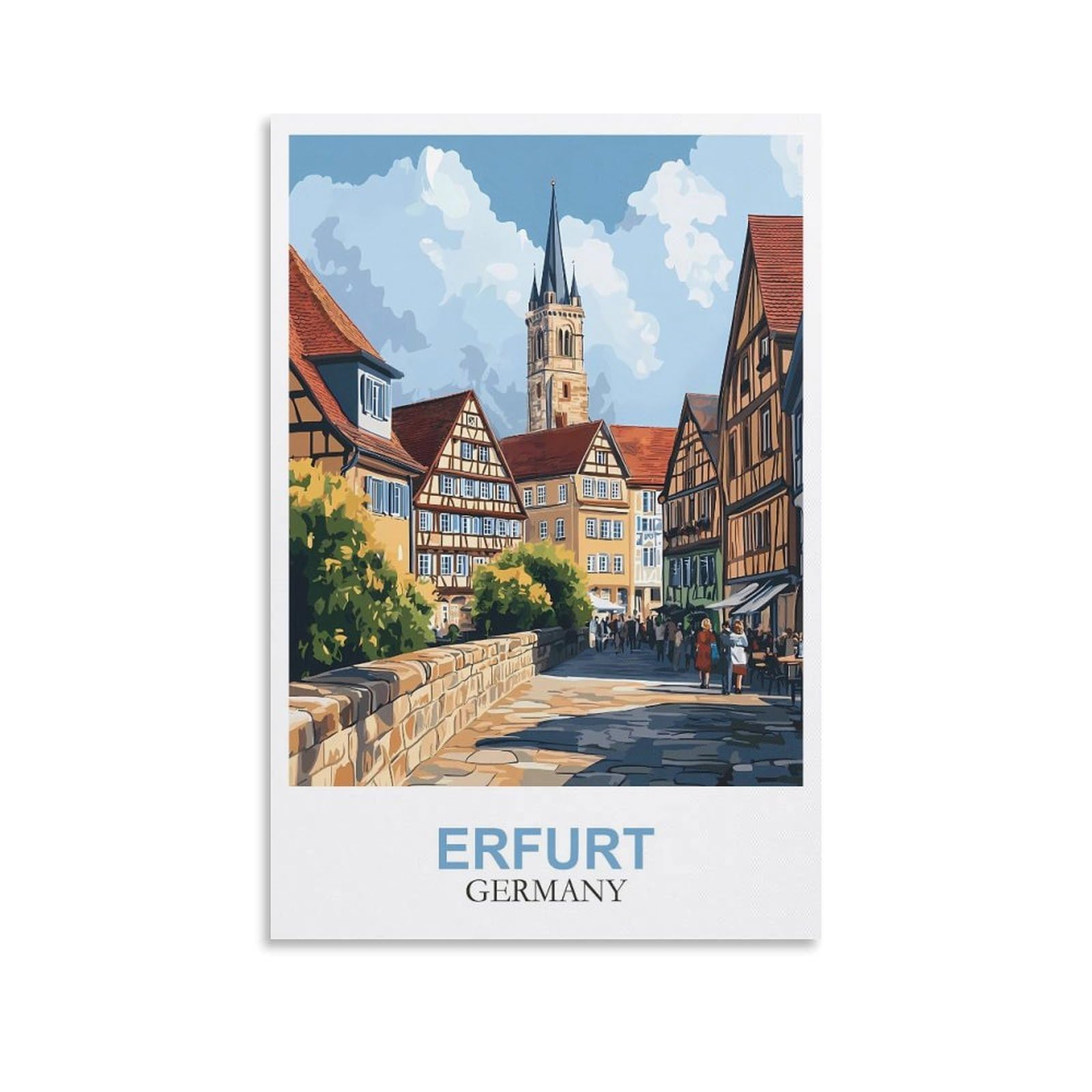 EZMLFA 5D DIY Diamond Painting Kit,Erfurt Germany Diamond Art Kits for Beginner,Gem Art Kits Round Drill for Home Wall Decor Gifts 50x60cm
