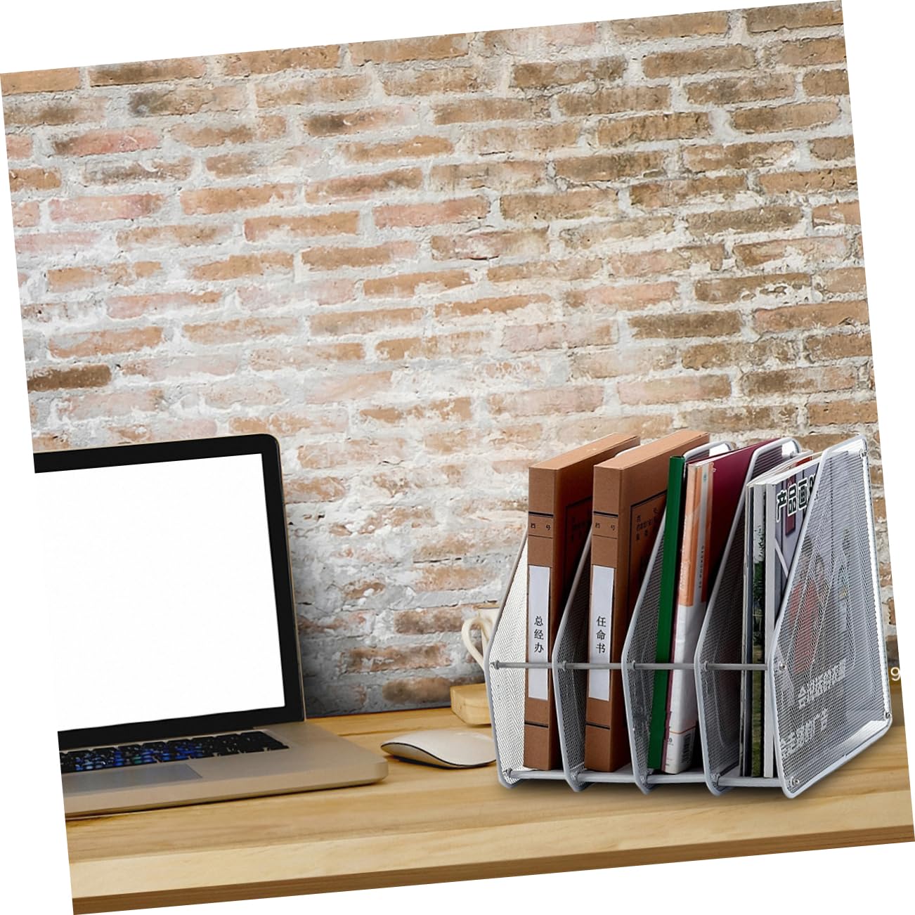 Organizzatore da Scrivania in Metallo a 4 Scomparti | Argento, 31x30x30cm, per Casa e Ufficio, Struttura Autoportante per Documenti e Quaderni