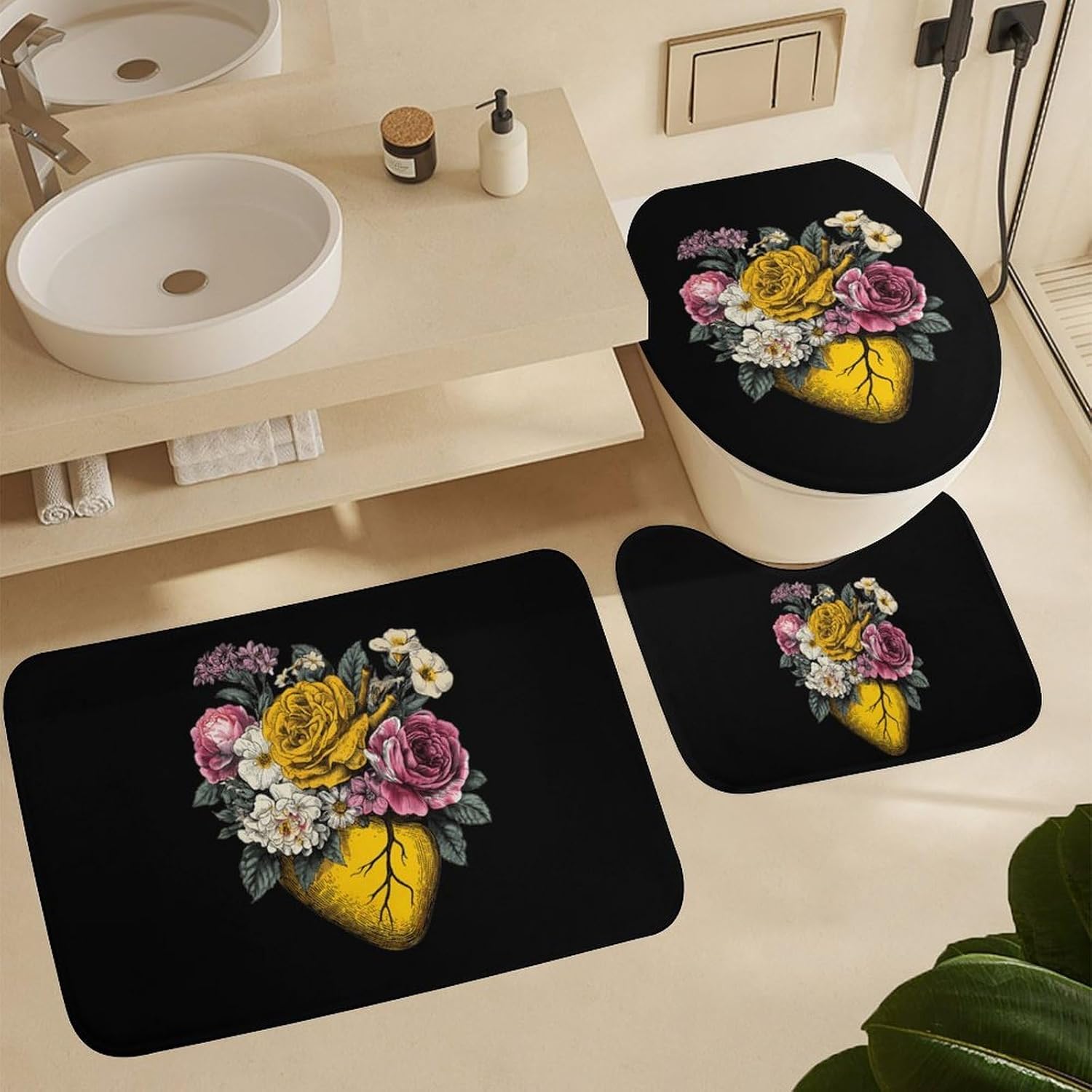 Yellow Heart with Flowers Boys Girls Short Sleeve Shirts Graphic T-Shirts Crewneck Casual Printed Tee