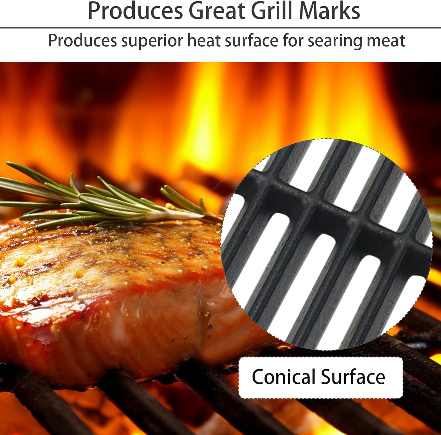 18 3/16" Grill Grates for Large Big Green Egg, Cast Iron Grid Grates Replacement for Kamado Joe KJ23RH Classic I, KJ-23RHC Classic II, KJ23NRHCI Classic III, Vision Grill VGKSS-CC2, B-11N1A1-Y2A