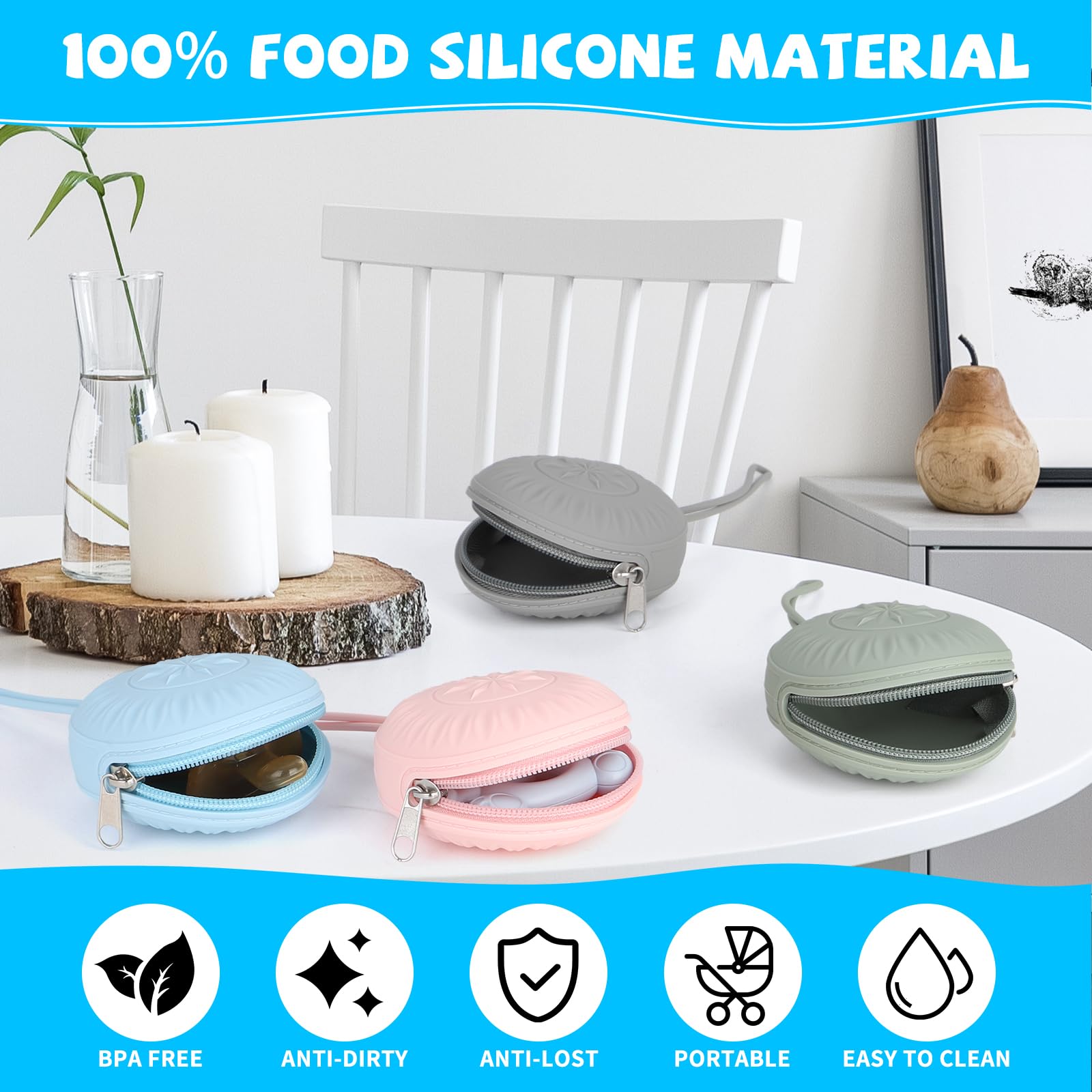 senbowe Lot de 2 étuis porte-tétine en silicone pour nouveau-né