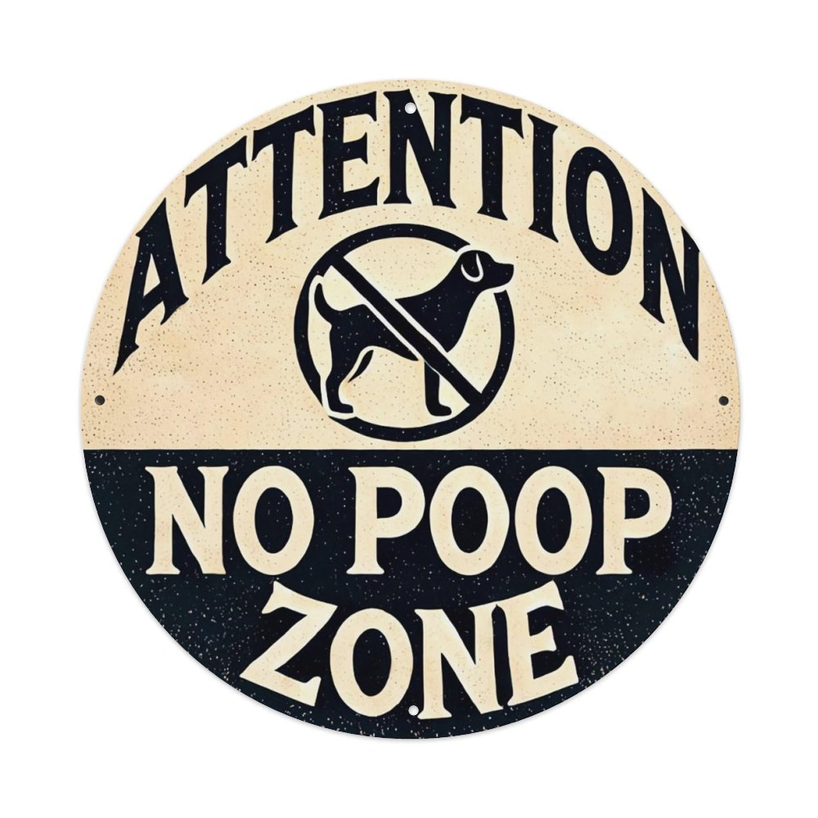 Attention No Poop Zone Sign Tin Sign Metal Poster Vintage Metal Signs for Home Man Cave Bar Cafe Kitchen laundry room Wall Decorations 8x8 inches