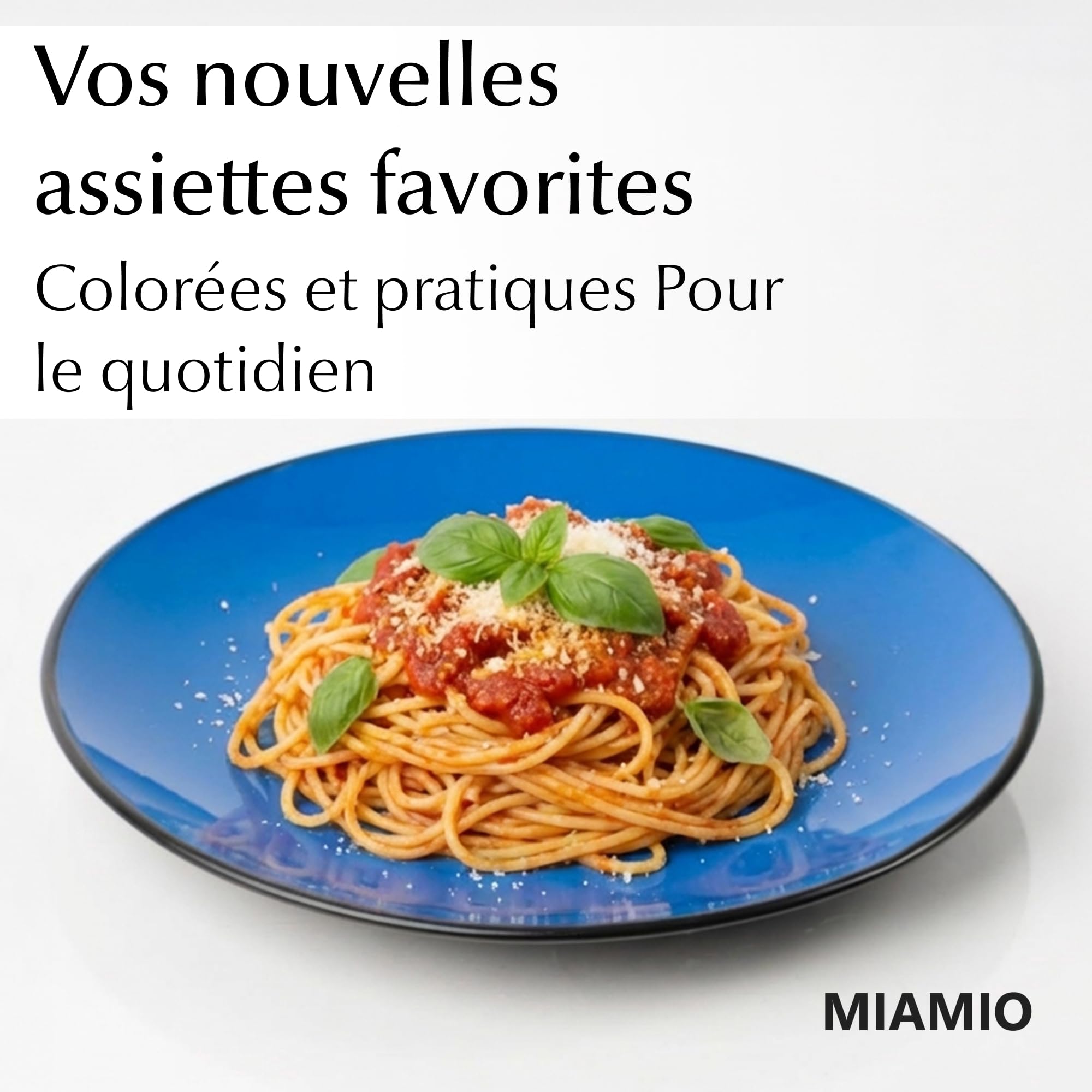 MIAMIO - Ensemble d'assiettes 6 en céramique grès pour la table - Collection Le Papillon (Bleu, 26 cm)