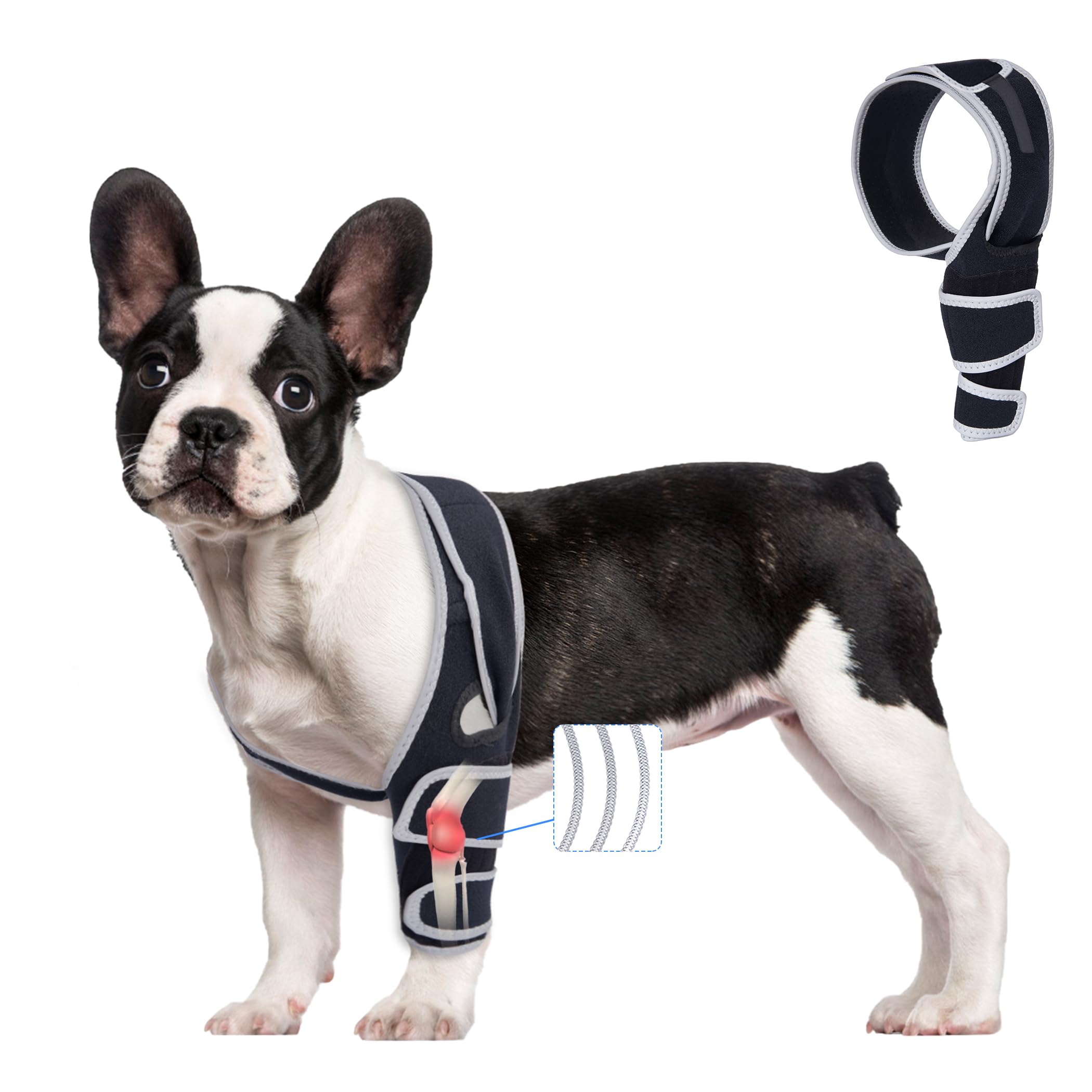 Photo 1 of Dog Knee Brace for Torn ACL Hind Leg, Adjustable Dog Leg Braces Rear Leg or Front Legs Support Bracket, Warm Joint Pain Relief CCL Brace for Pets Knee Support Universal Four Legs, XS