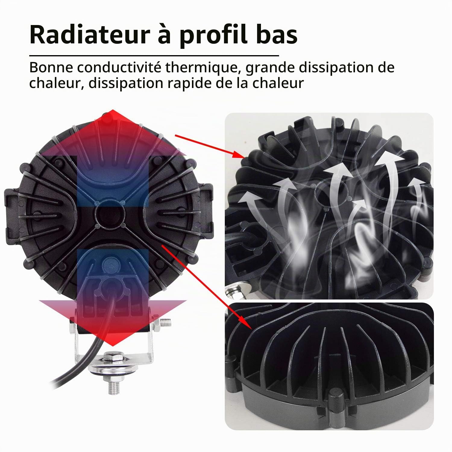 RIGIDON 2 x Rond Phare de travail led, 7 Pouces 18 cm 51W Spot Phare Led